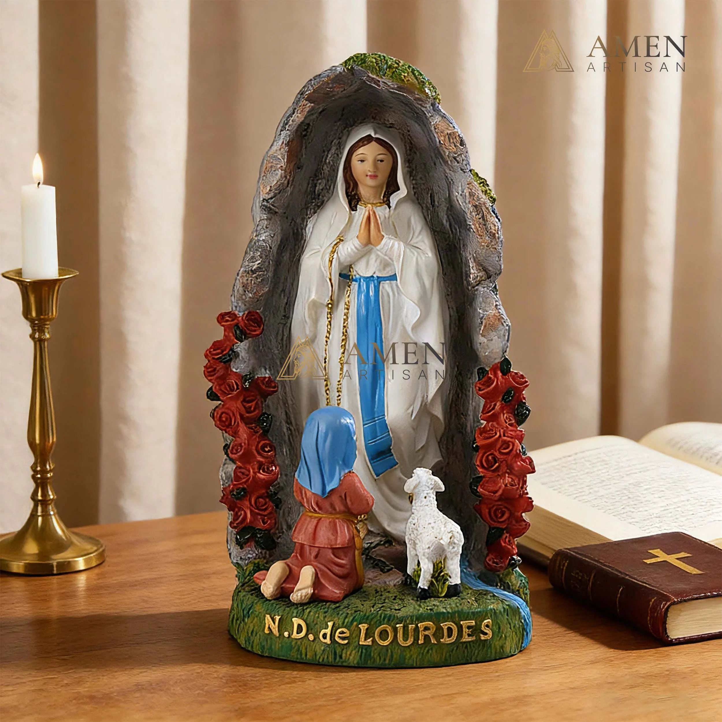 Our Lady of Lourdes Statue Amen Artisan - Image 3
