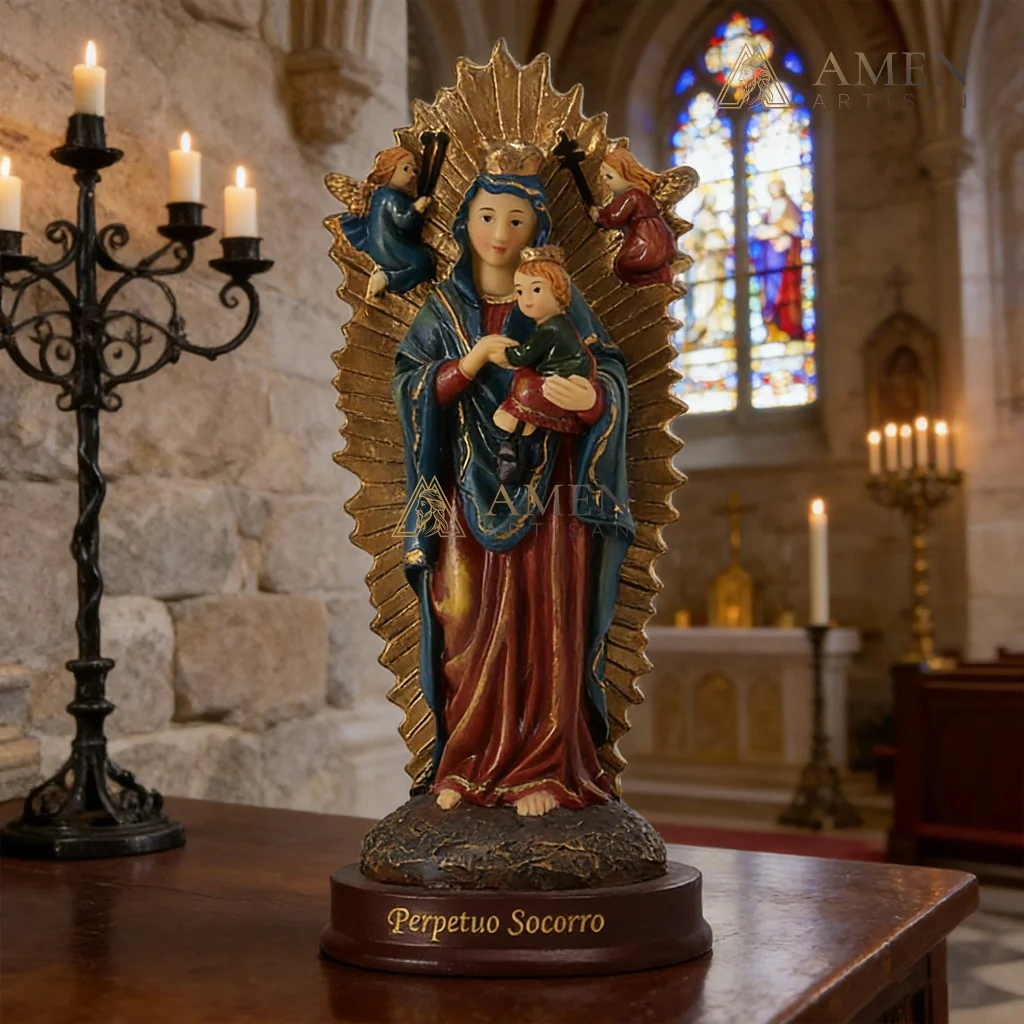 Our Lady of Perpetual Help Statue Amen Artisan - Image 3