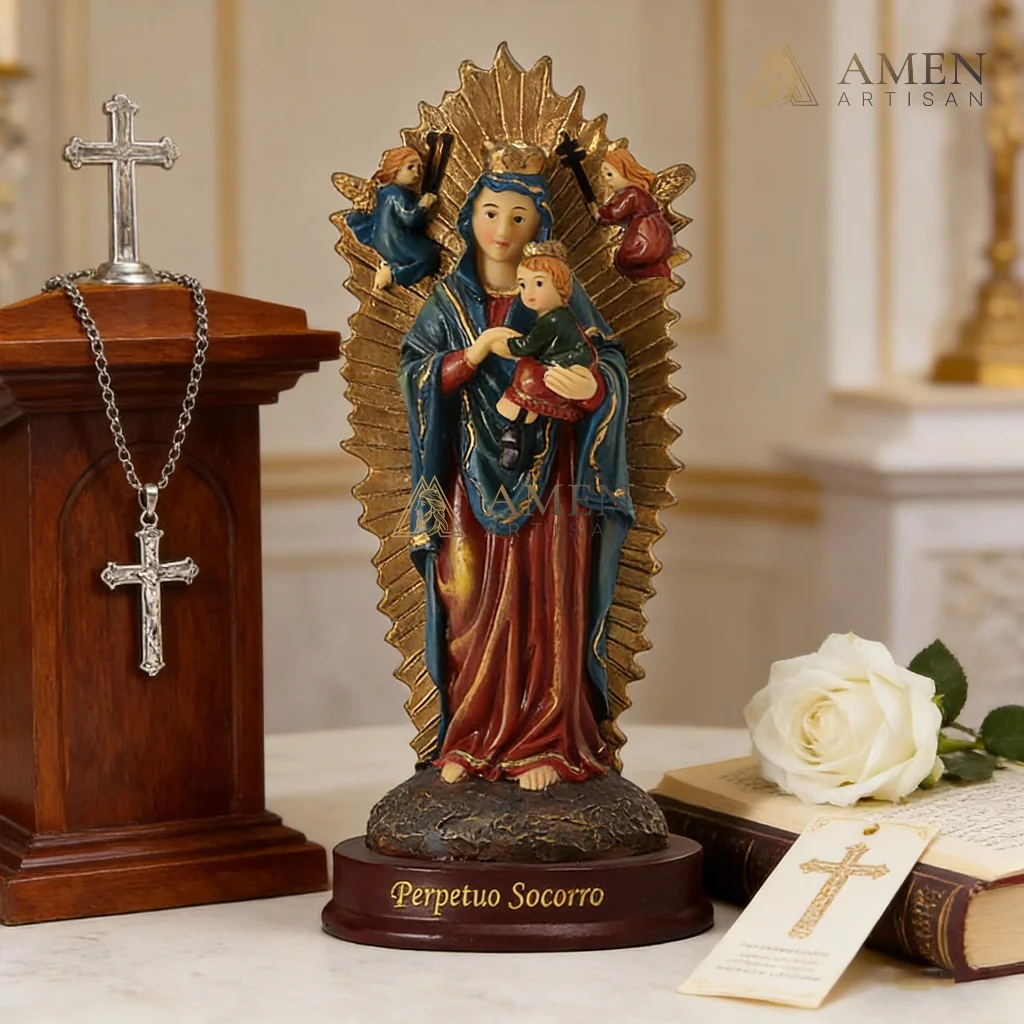 Our Lady of Perpetual Help Statue Amen Artisan - Image 4