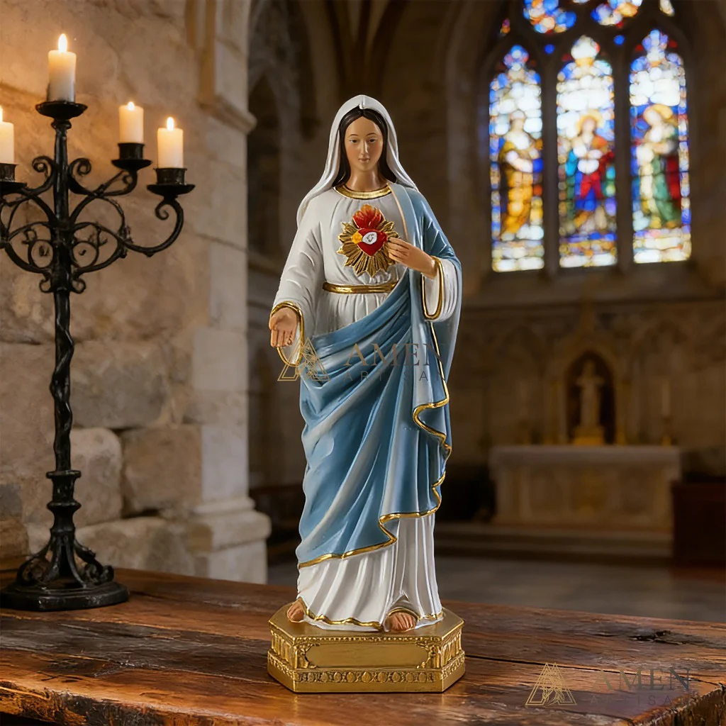 Our Lady of The Sacred Heart Statue Amen Artisan - Image 2