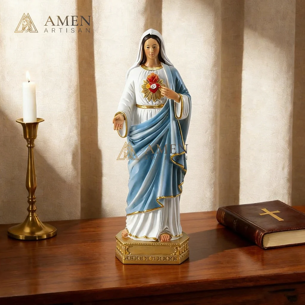 Our Lady of The Sacred Heart Statue Amen Artisan - Image 3