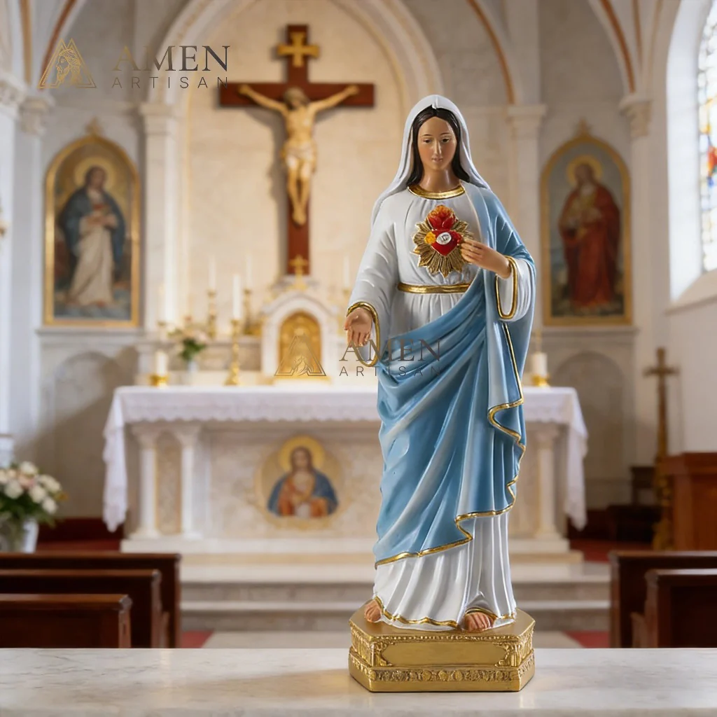 Our Lady of The Sacred Heart Statue Amen Artisan - Image 4