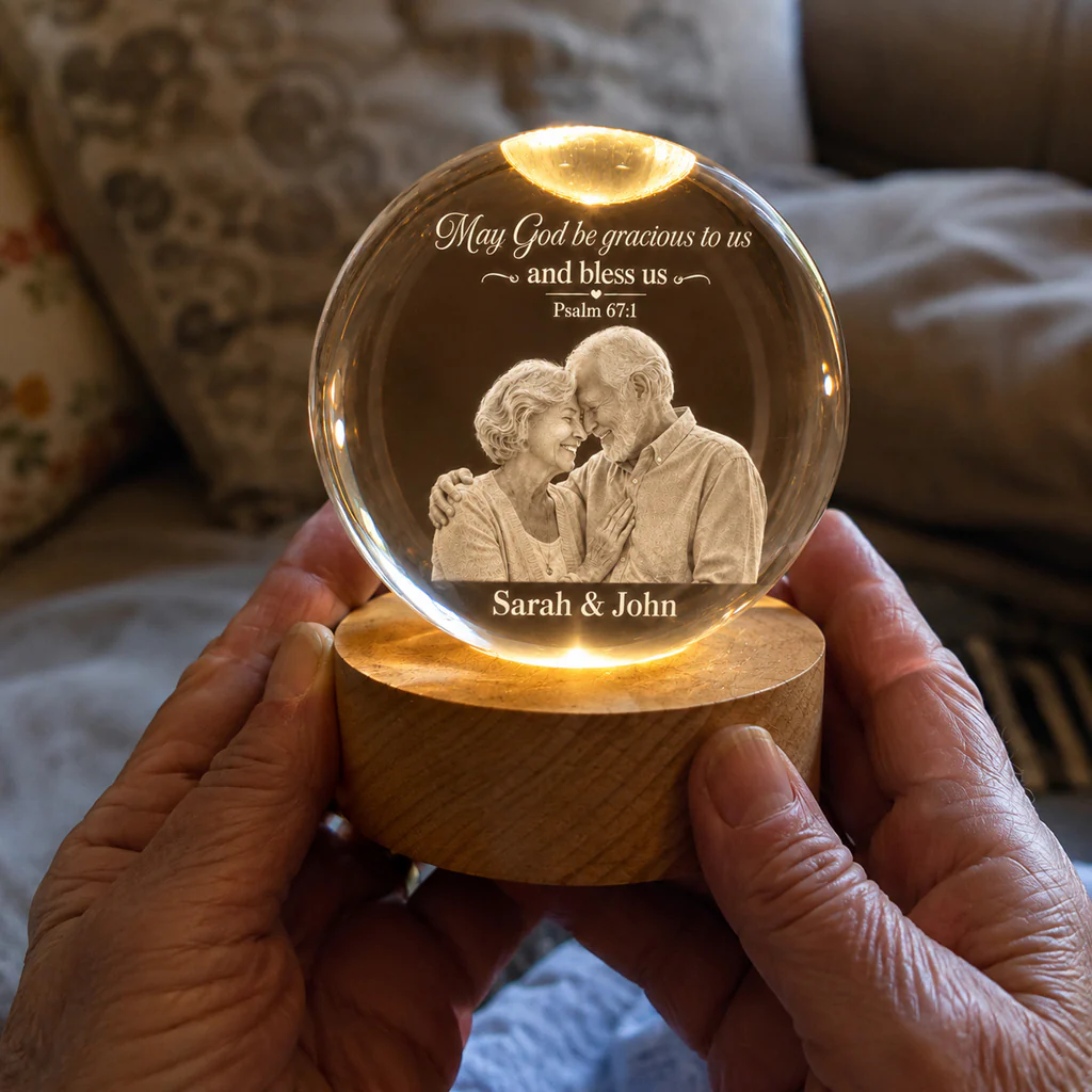 【Deal Today】Personalized Photo Crystal Night Light with Custom Quote and Names - Image 3