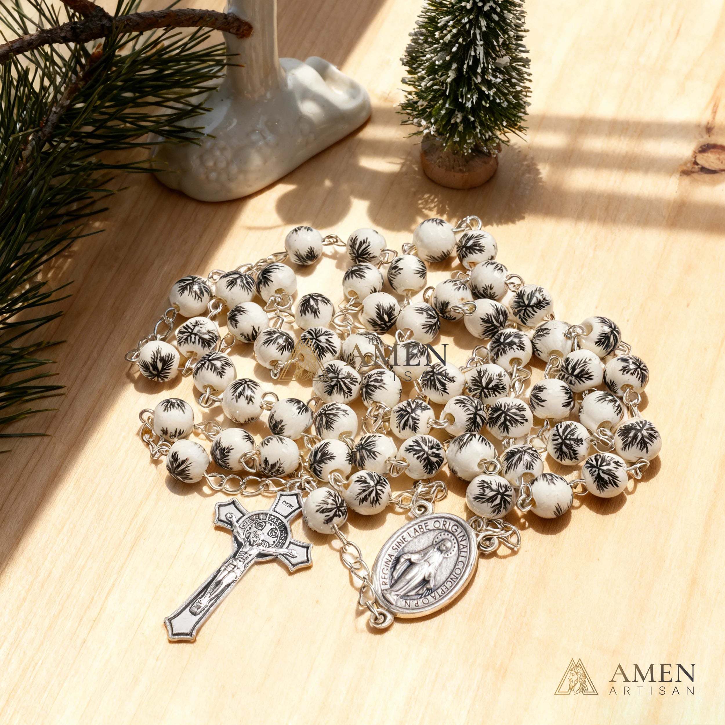 Pine Needles Ceramic Rosary - Image 2