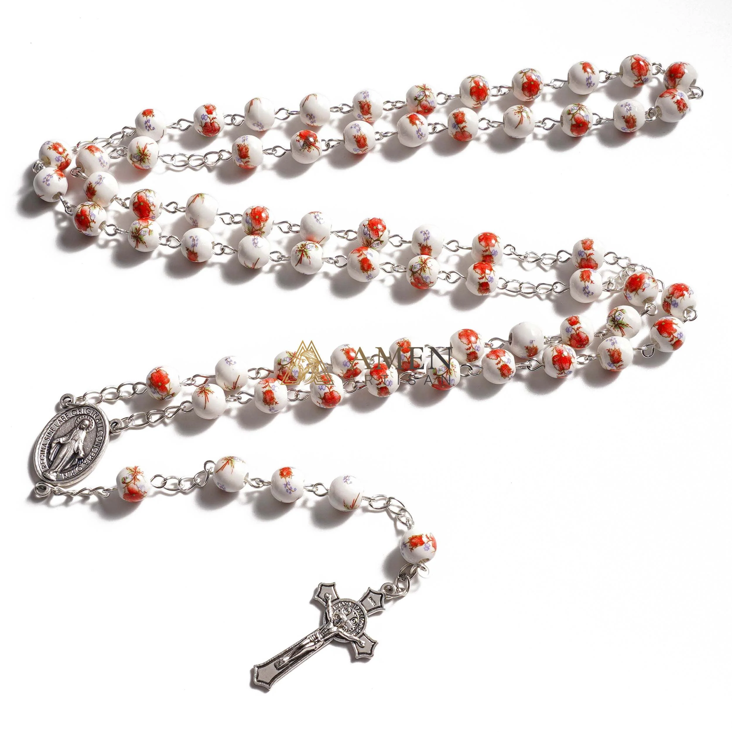 Plum Blossom Ceramic Rosary Amen Artisan - Image 3