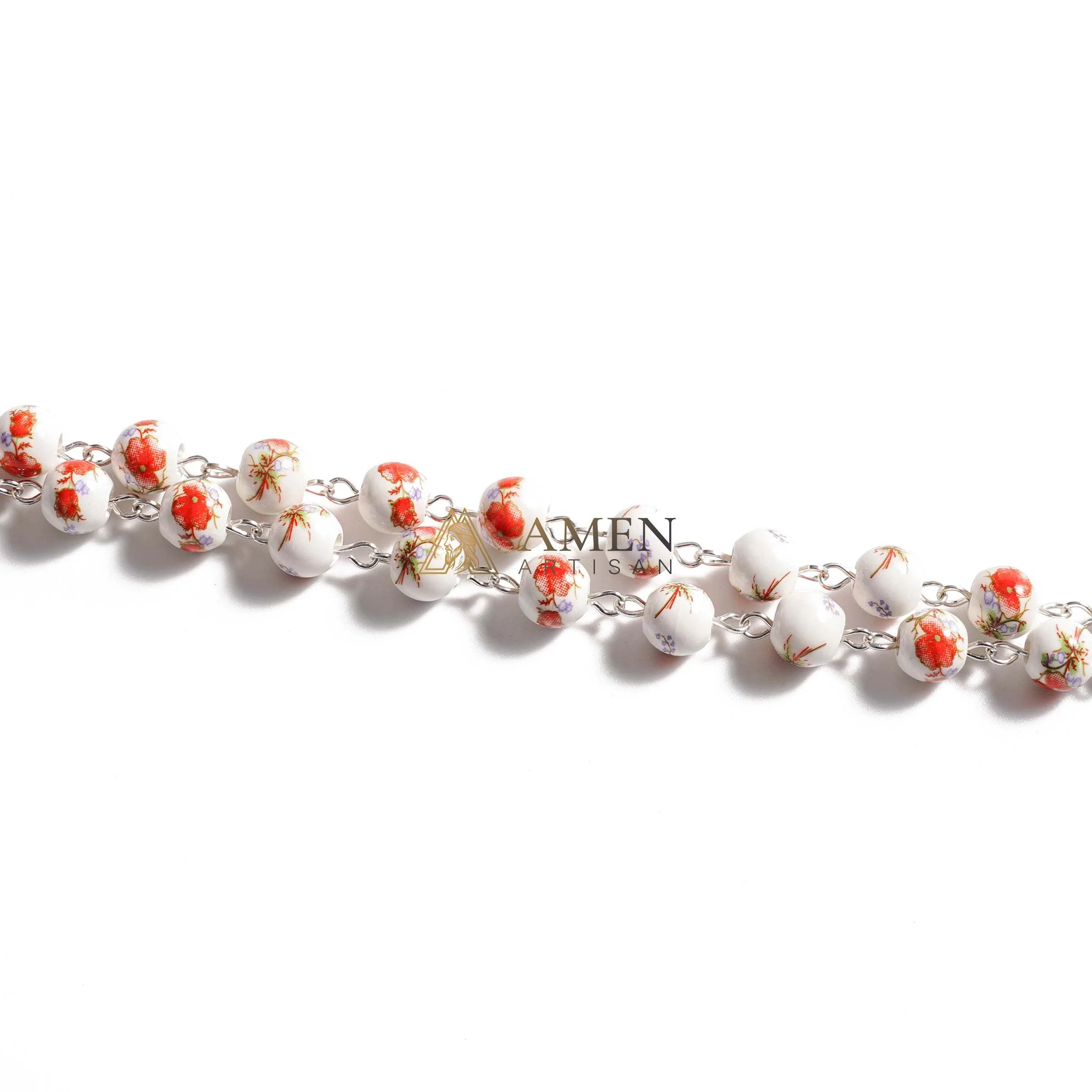 Plum Blossom Ceramic Rosary Amen Artisan - Image 4