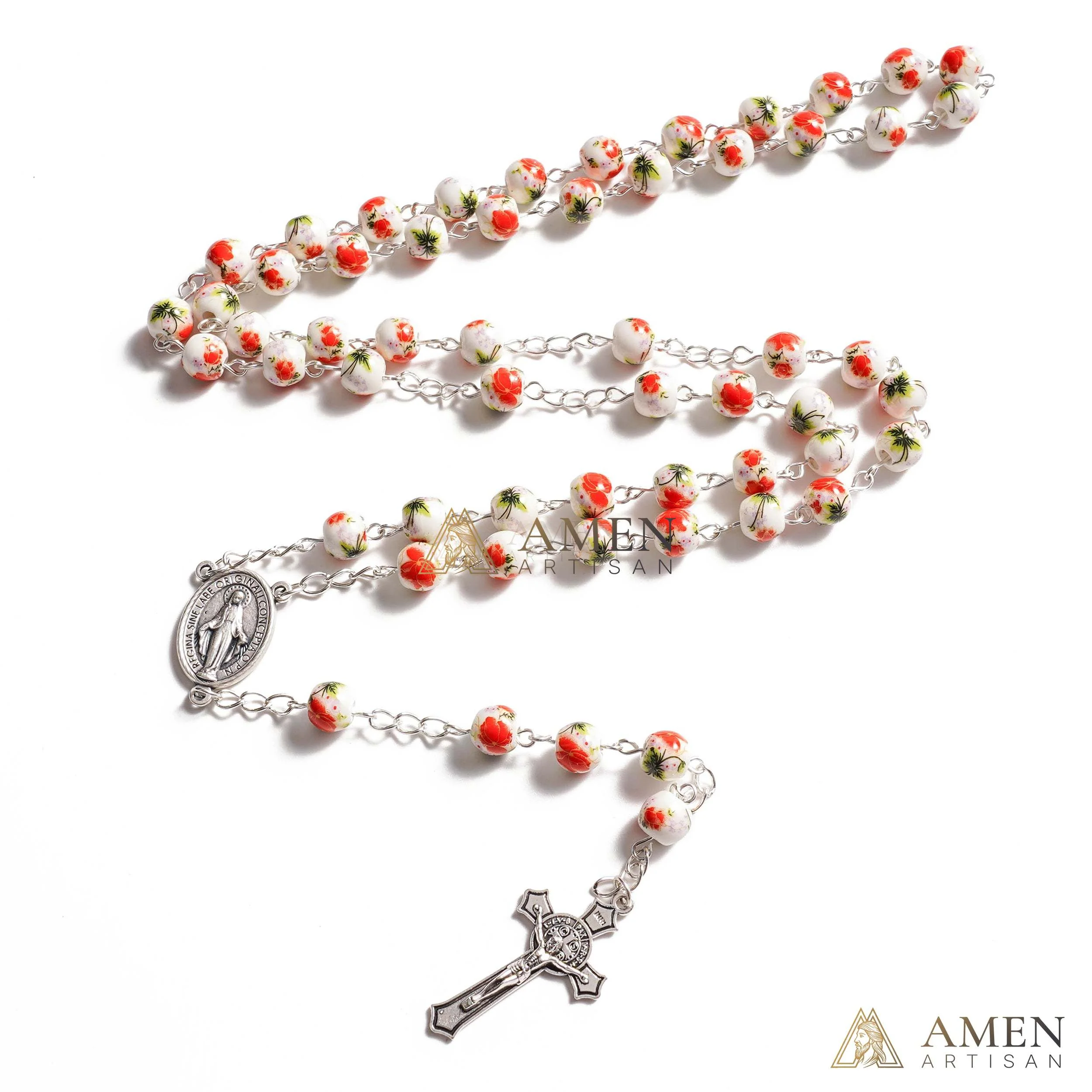 Poppy Ceramic Rosary Amen Artisan - Image 3