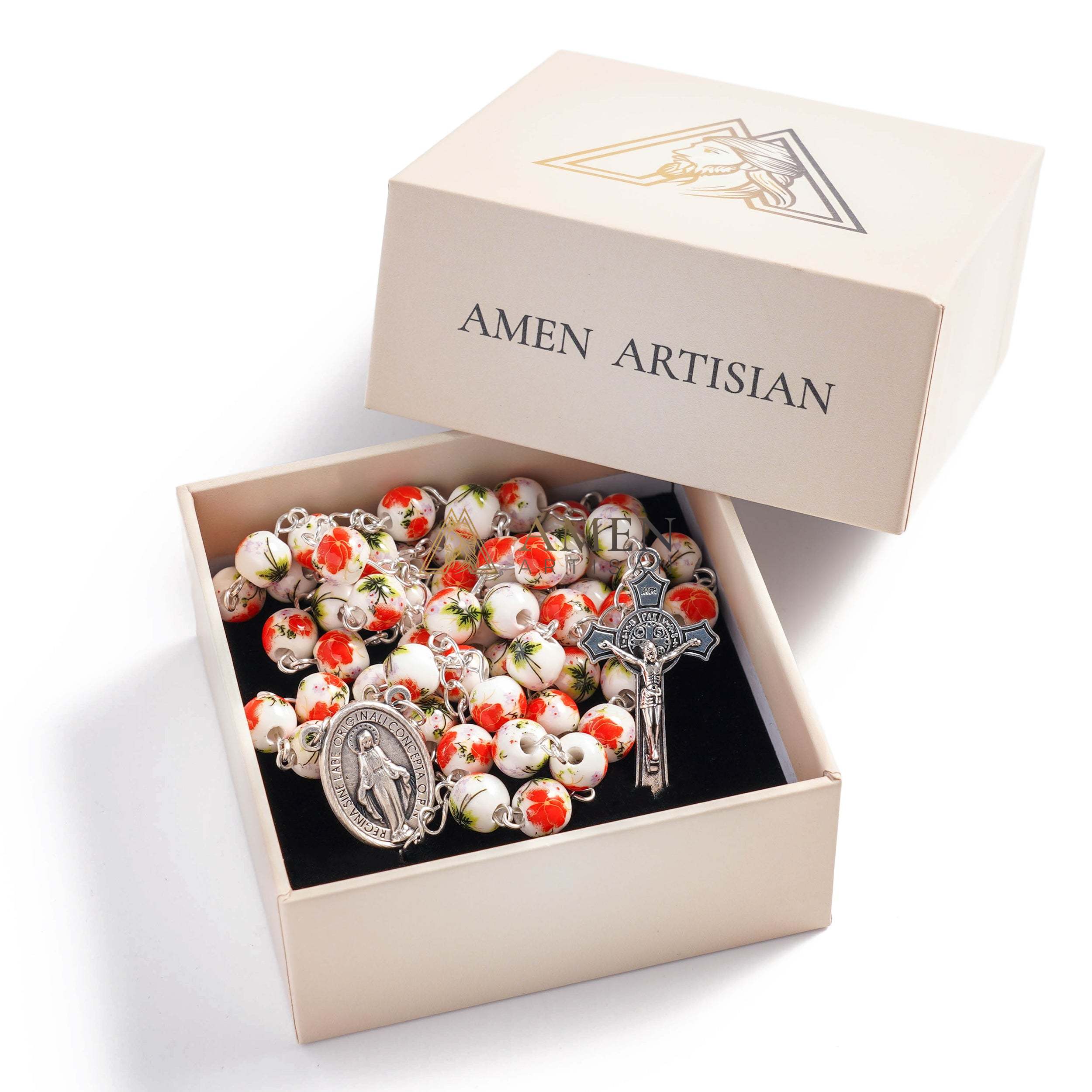 Poppy Ceramic Rosary Amen Artisan - Image 5