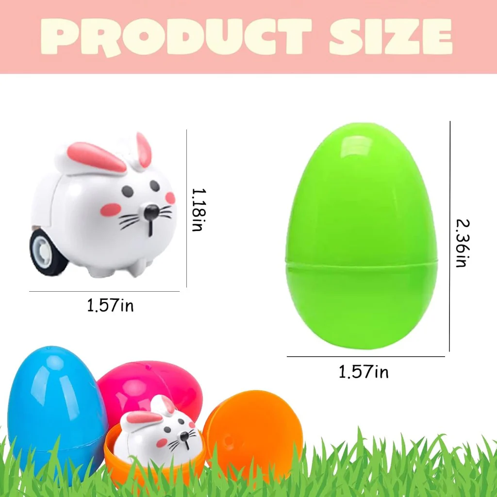 Prefilled Easter Eggs Cute Animal Pull‑Back Cars Hidden Easter Egg Set Amen Artisan - Image 3
