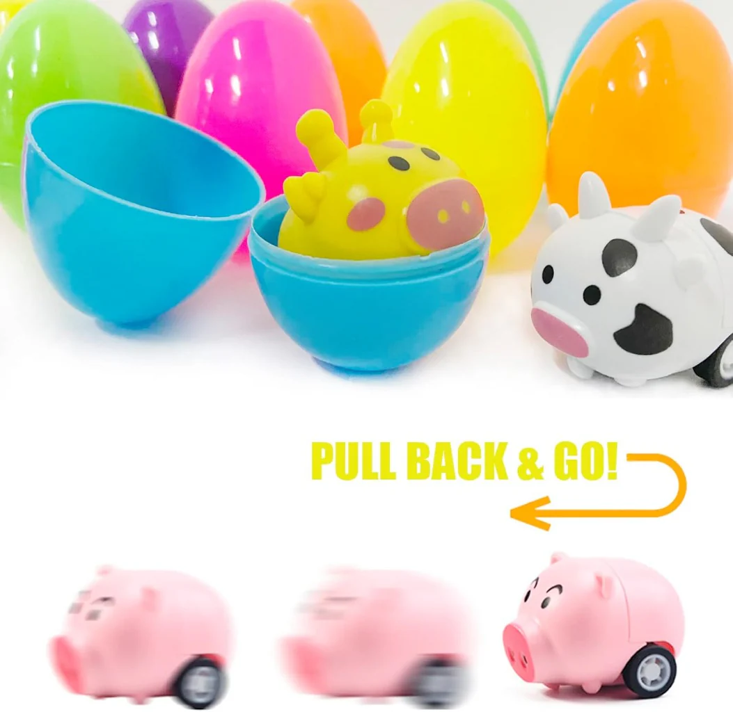 Prefilled Easter Eggs Cute Animal Pull‑Back Cars Hidden Easter Egg Set Amen Artisan - Image 5