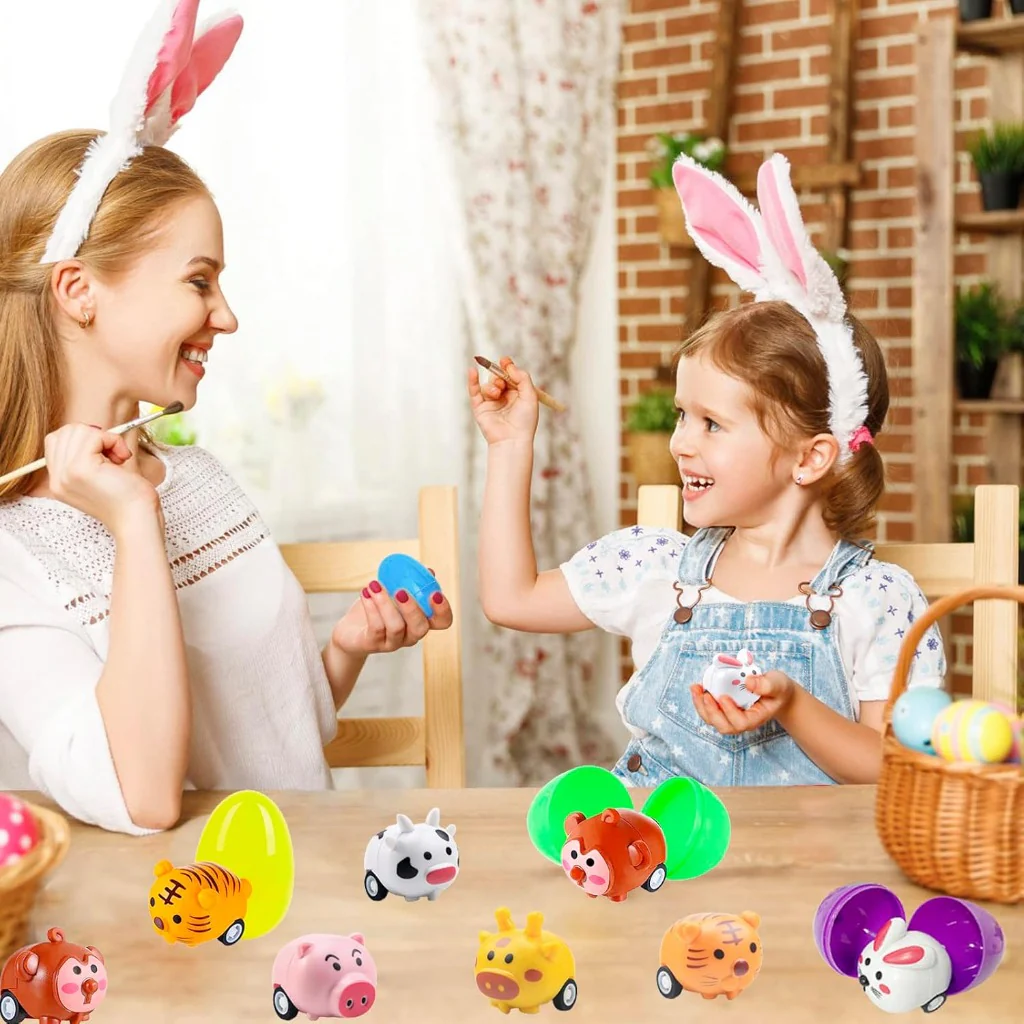 Prefilled Easter Eggs Cute Animal Pull‑Back Cars Hidden Easter Egg Set Amen Artisan - Image 6