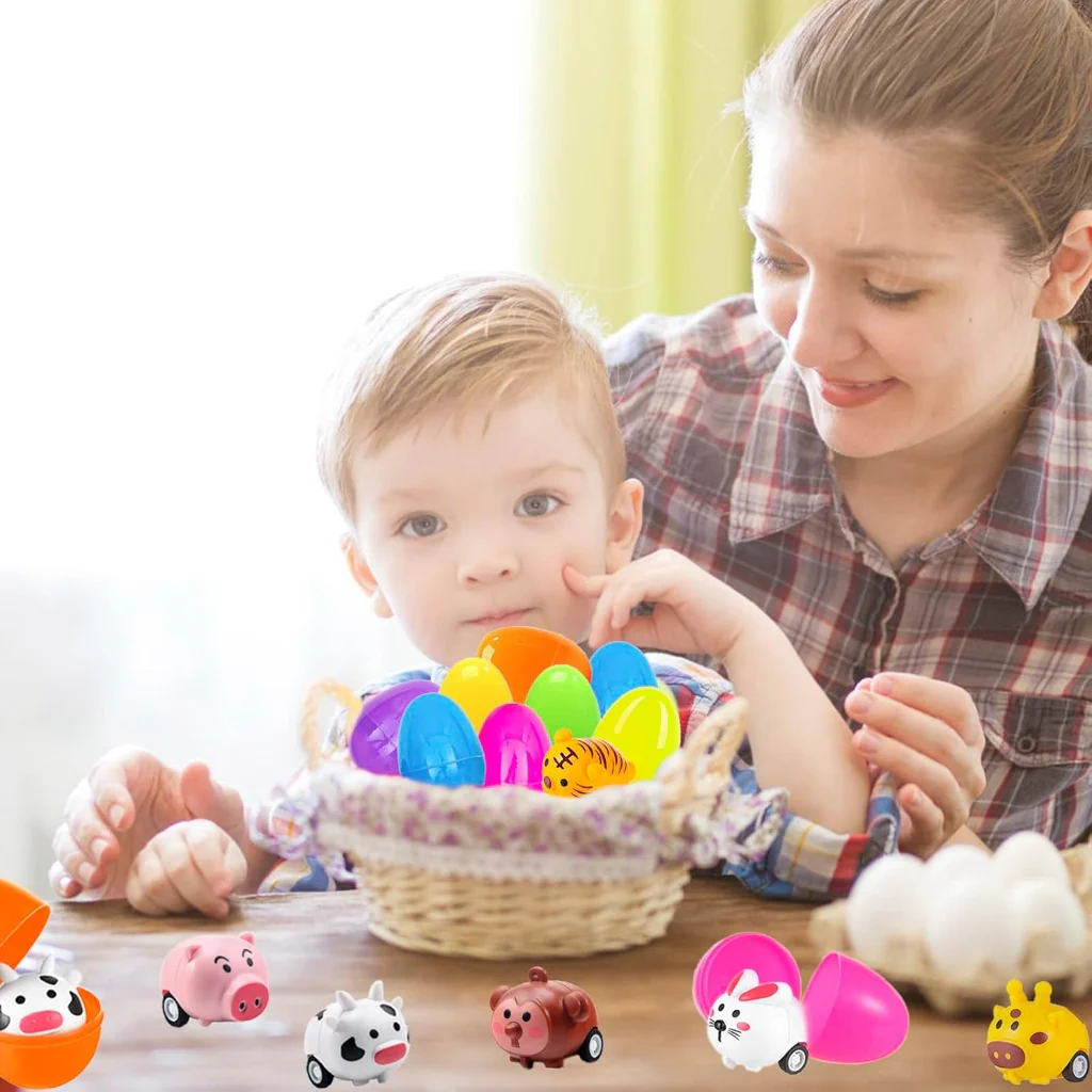 Prefilled Easter Eggs Cute Animal Pull‑Back Cars Hidden Easter Egg Set Amen Artisan - Image 7