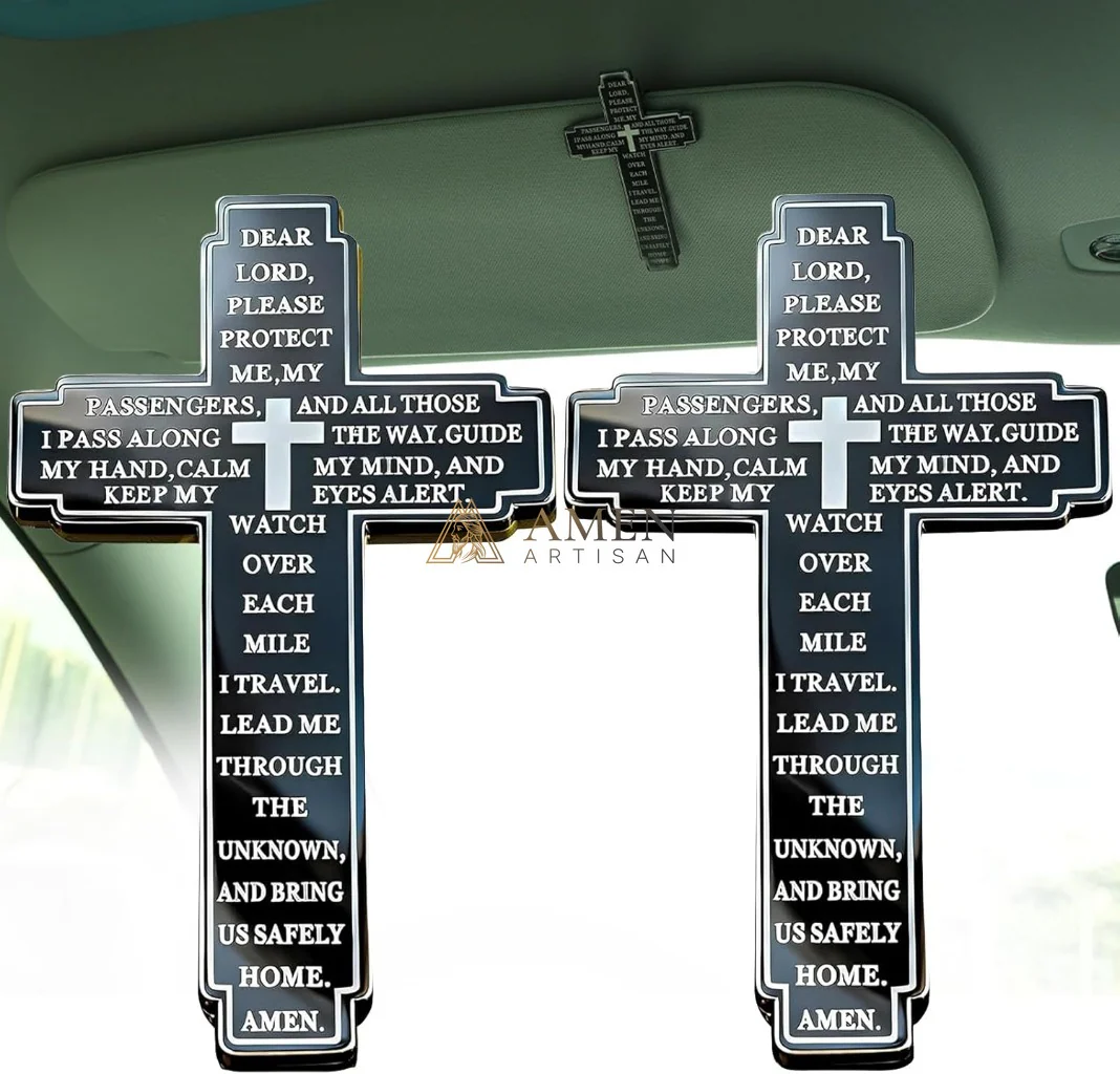 Protective Cross Car Visor Clip Amen Artisan