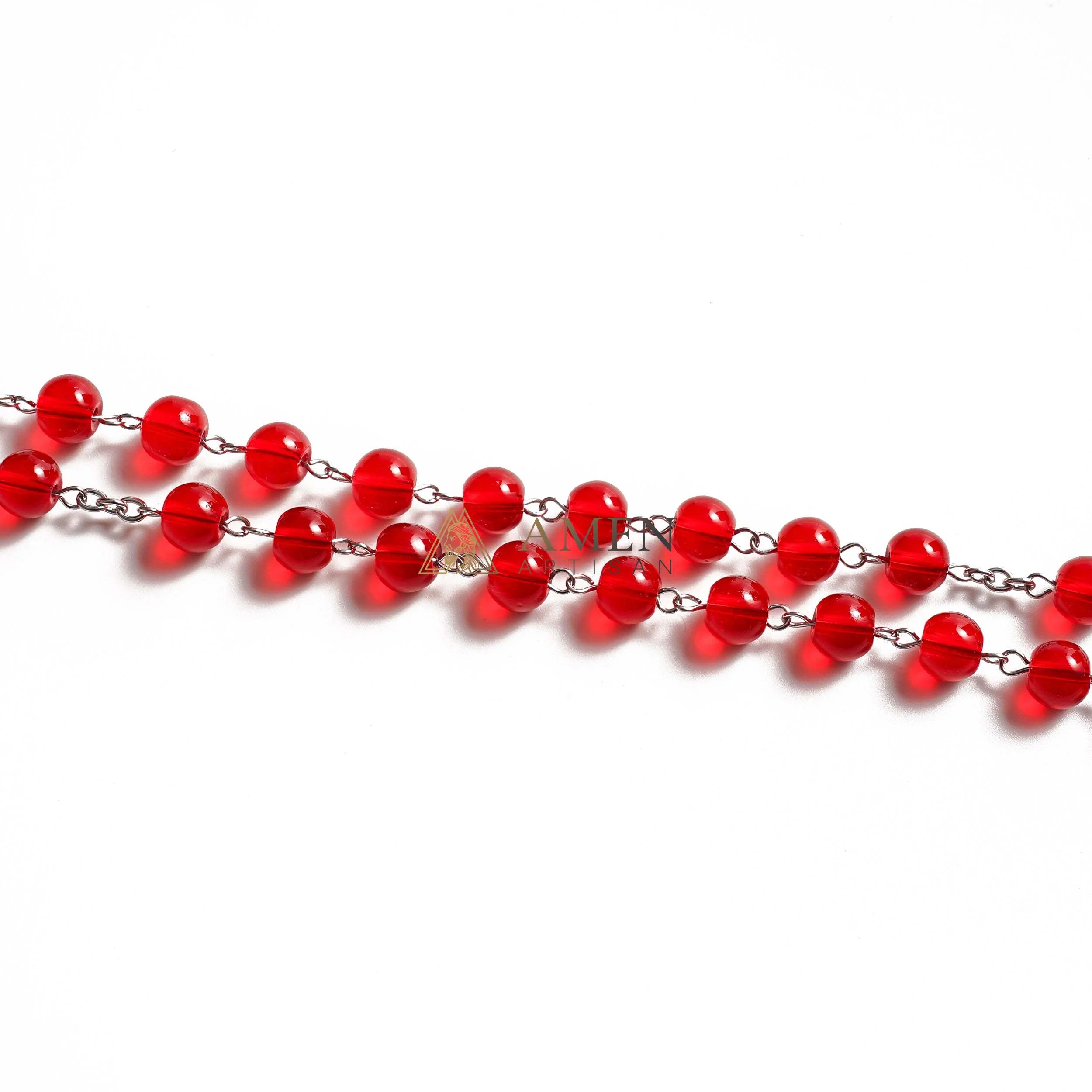 Red Glass Rosary Crucifix  Rosary Amen Artisan - Image 2