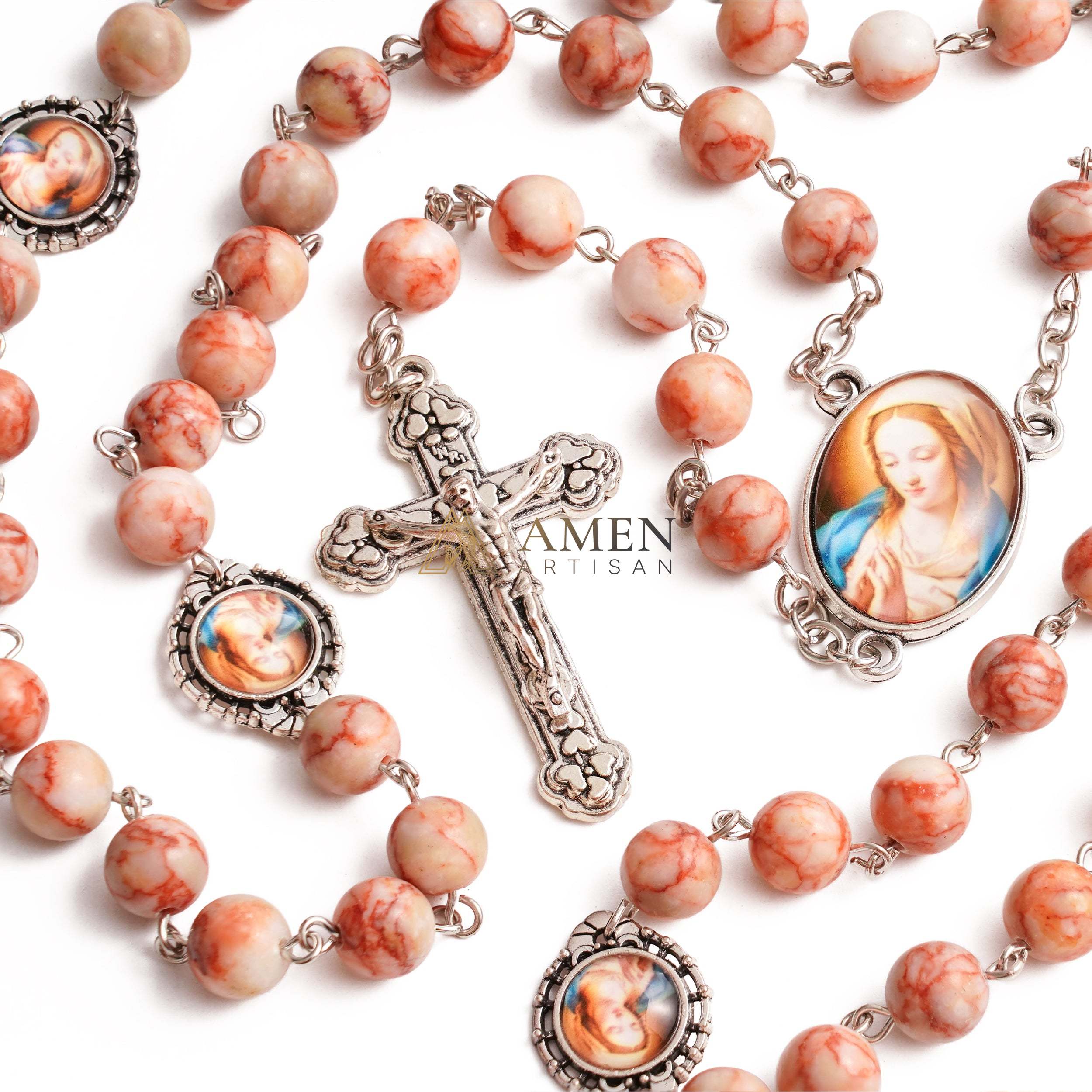 Red Vein Jasper Rosary Amen Artisan - Image 4