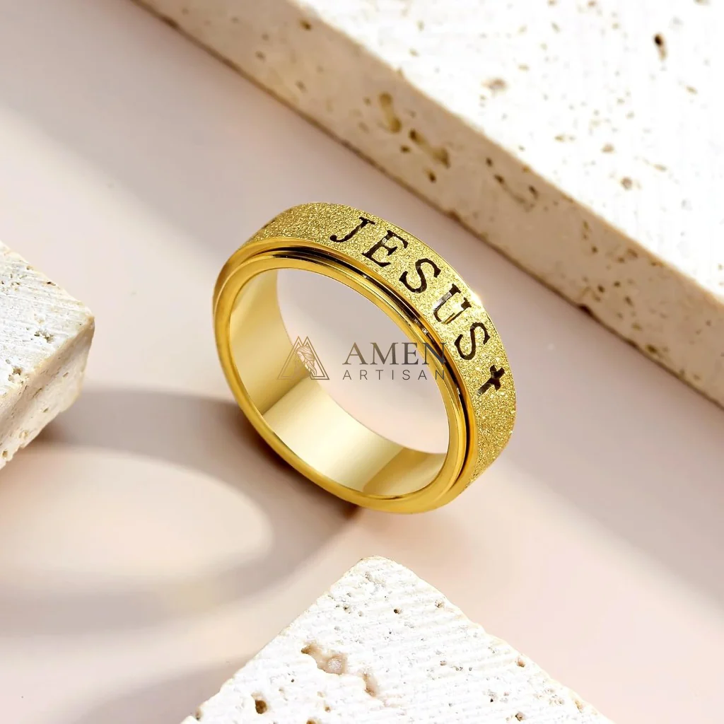 Rotating Matte Jesus Ring Amen Artisan - Image 2