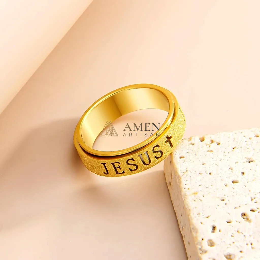 Rotating Matte Jesus Ring Amen Artisan - Image 4