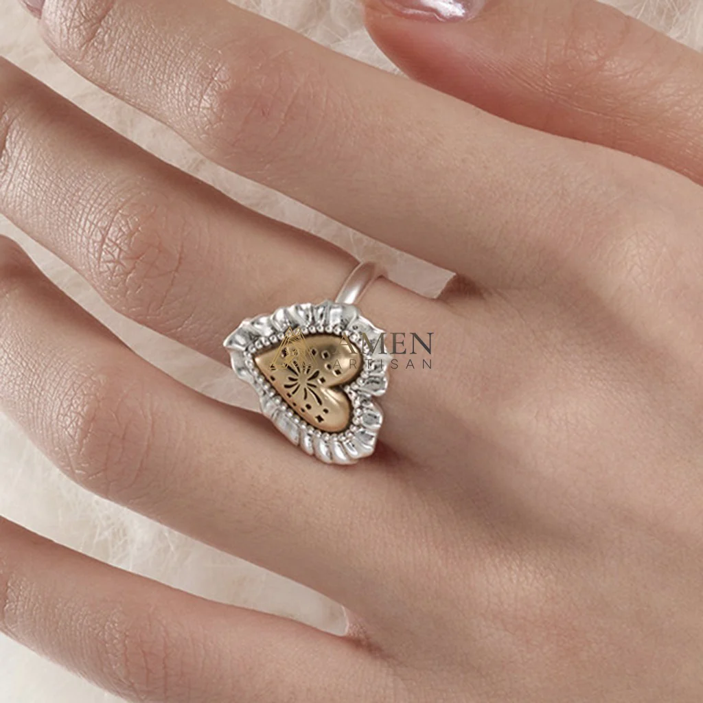 Sacred Heart Cutout Ring Amen Artisan - Image 4