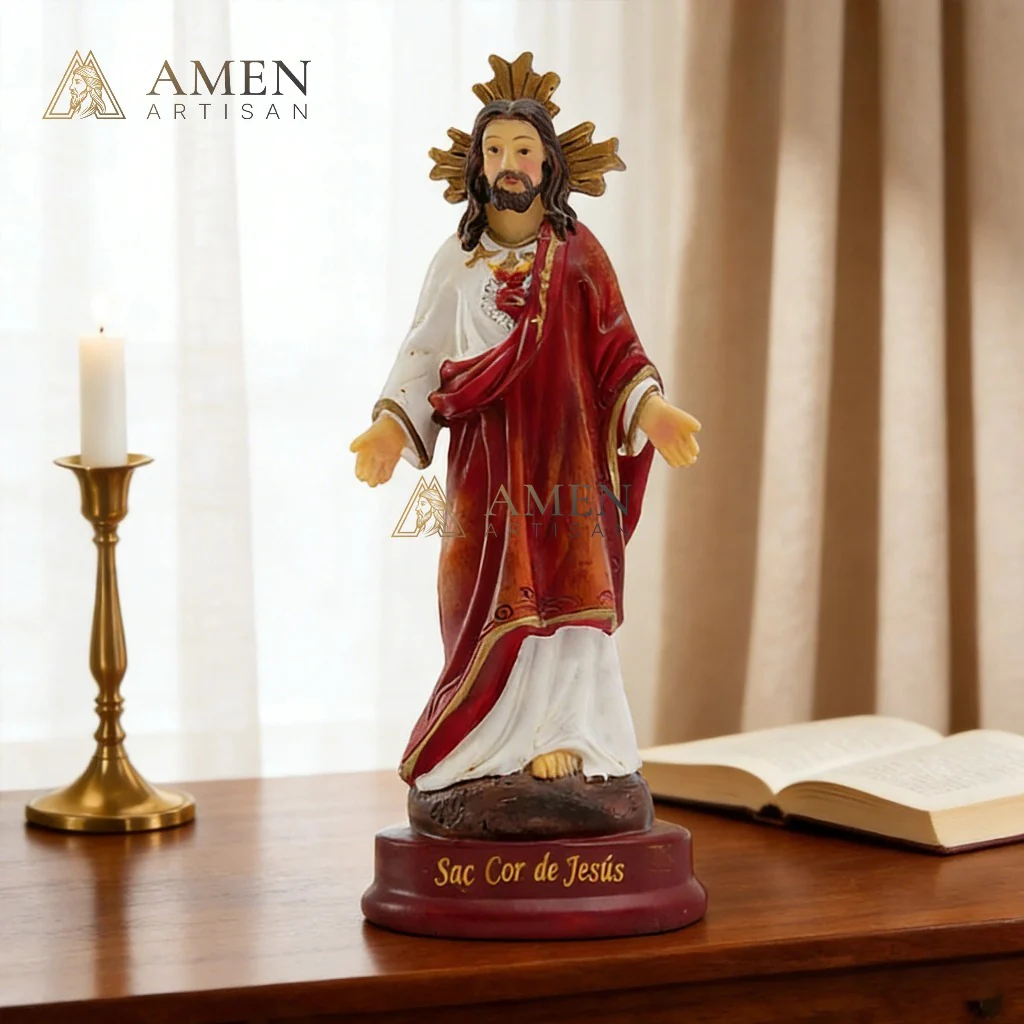 Sacred Heart of Jesus Statue Amen Artisan - Image 4
