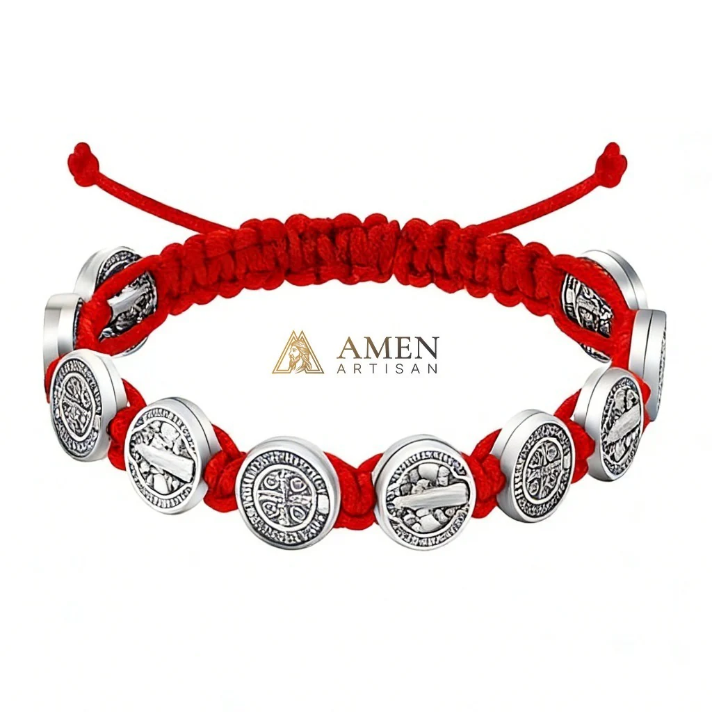 Saint Benedict Braided Cord Bracelet Amen Artisan