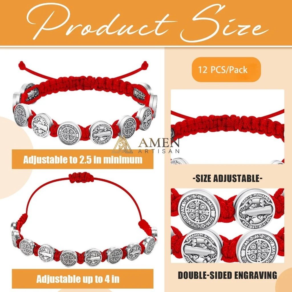 Saint Benedict Braided Cord Bracelet Amen Artisan - Image 4