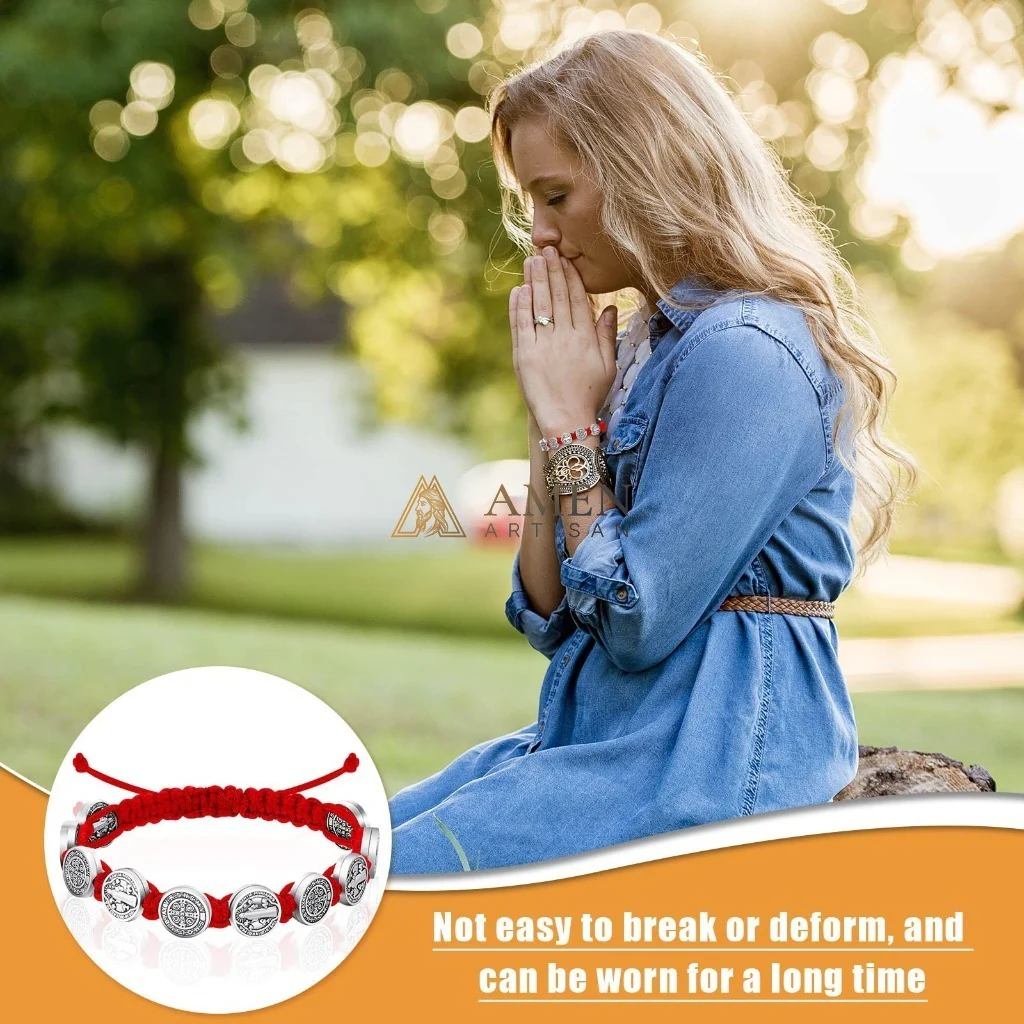 Saint Benedict Braided Cord Bracelet Amen Artisan - Image 5