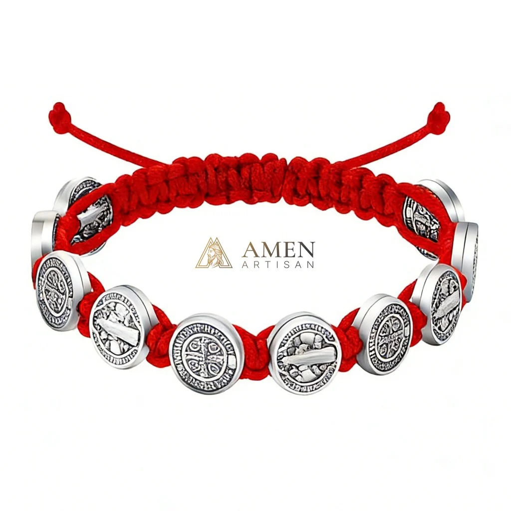 Saint Benedict Braided Cord Bracelet Amen Artisan - Image 9