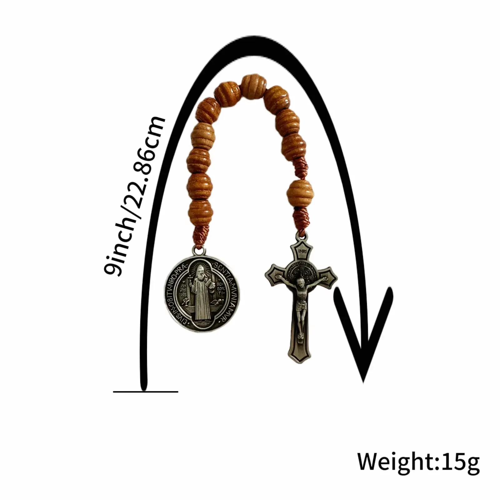 Saint Benedict Crucifix Beehive Wood Rosary Amen Artisan - Image 5