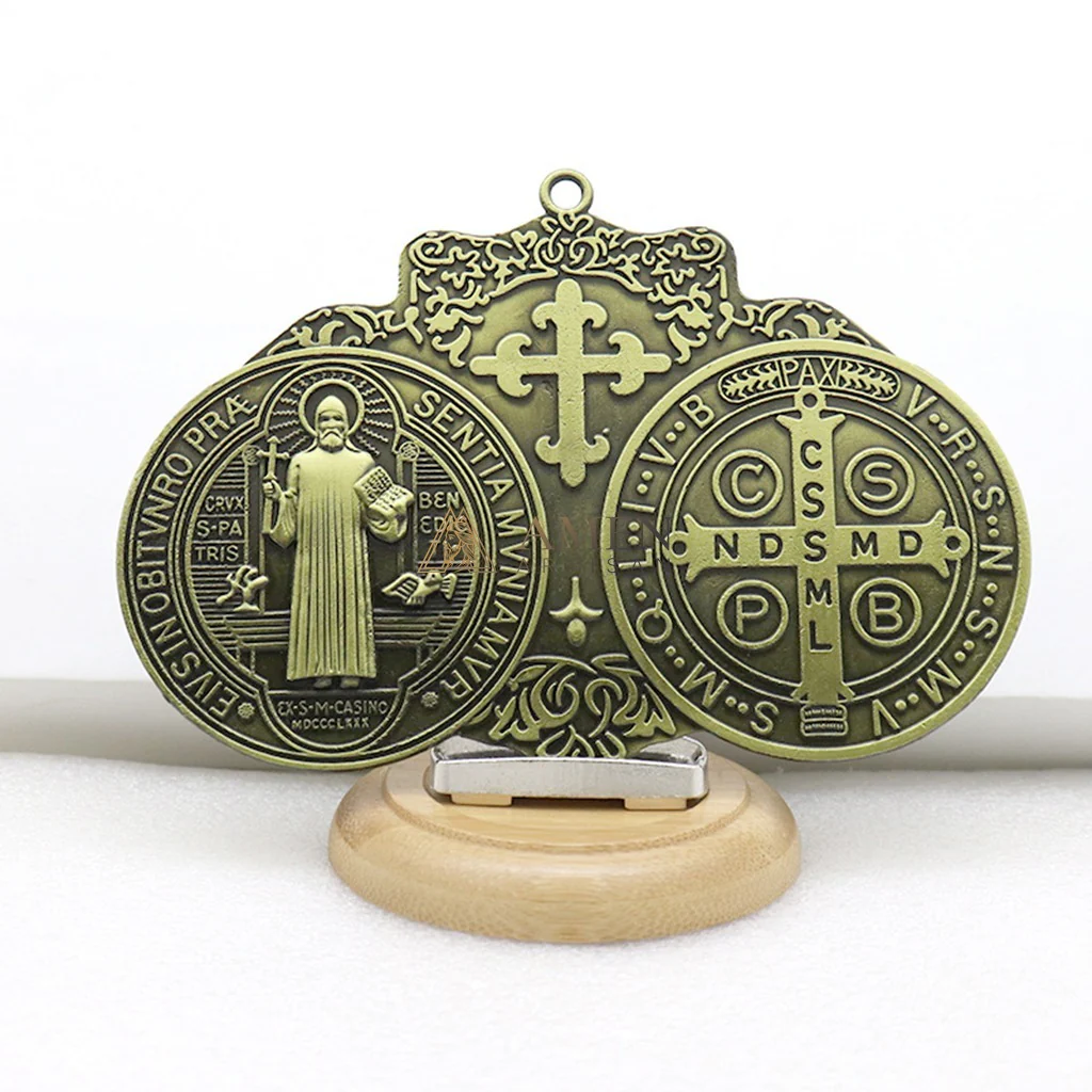 Saint Benedict Double Medallion Pendant Ornament  Amen Artisan - Image 10