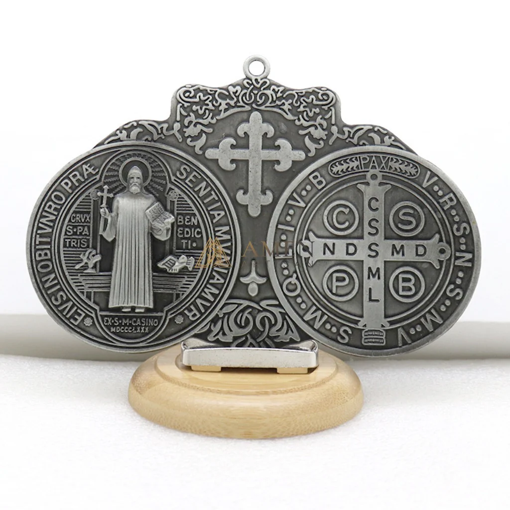 Saint Benedict Double Medallion Pendant Ornament  Amen Artisan - Image 11