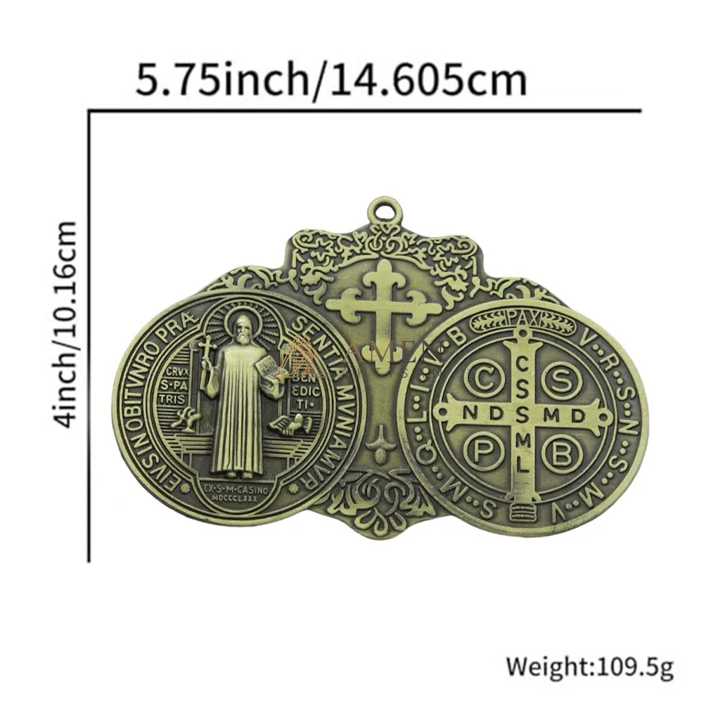 Saint Benedict Double Medallion Pendant Ornament  Amen Artisan - Image 6