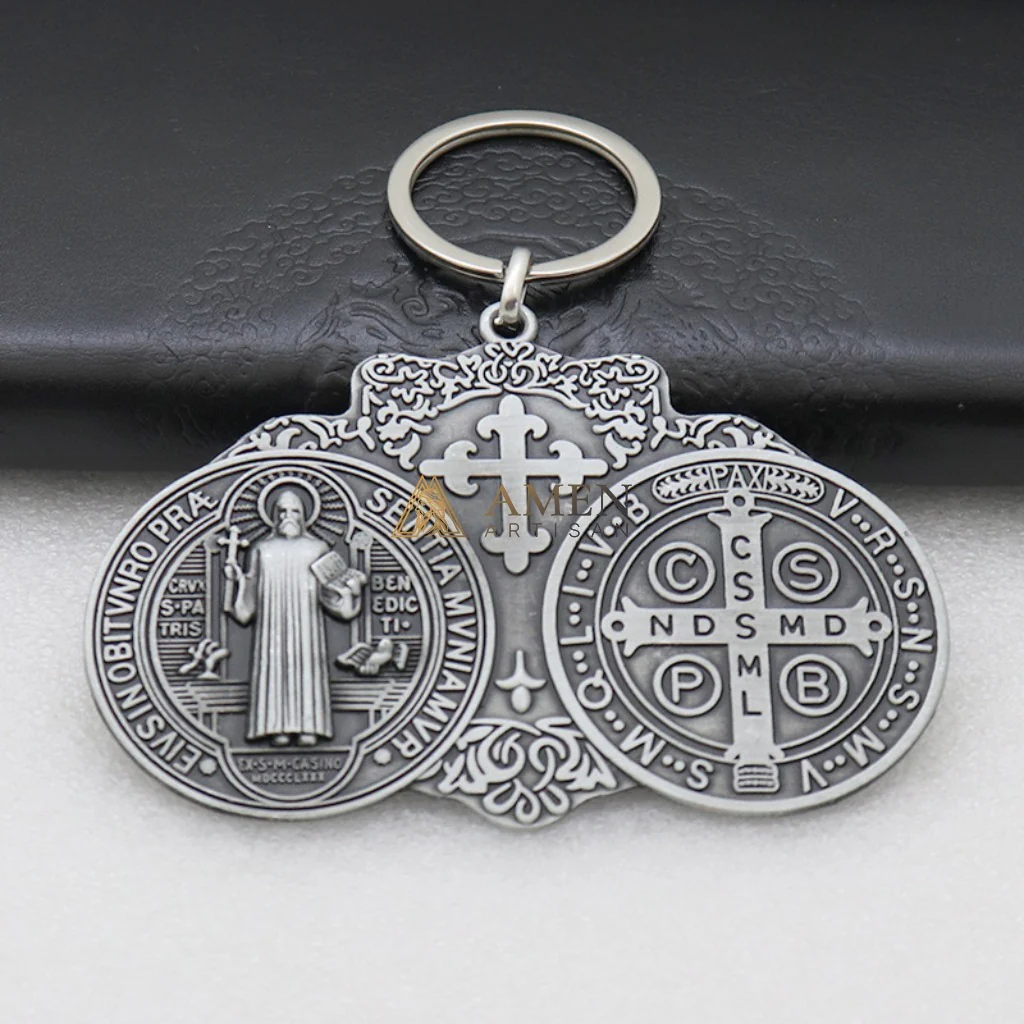 Saint Benedict Pendant  Keychain Amen Artisan - Image 2
