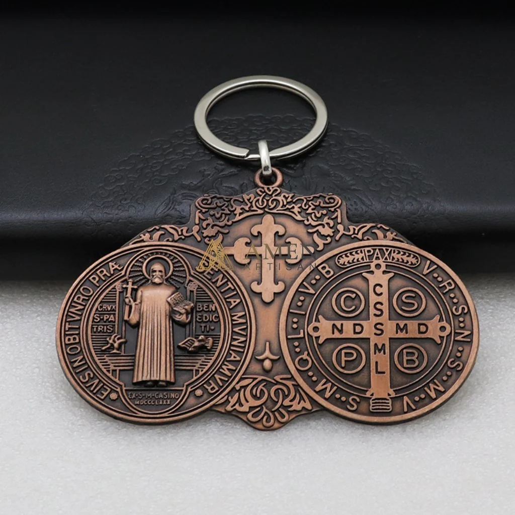 Saint Benedict Pendant  Keychain Amen Artisan - Image 3