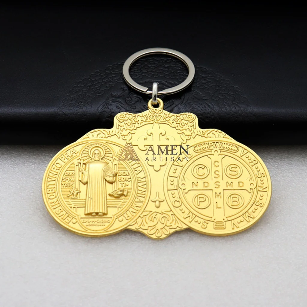 Saint Benedict Pendant  Keychain Amen Artisan - Image 4