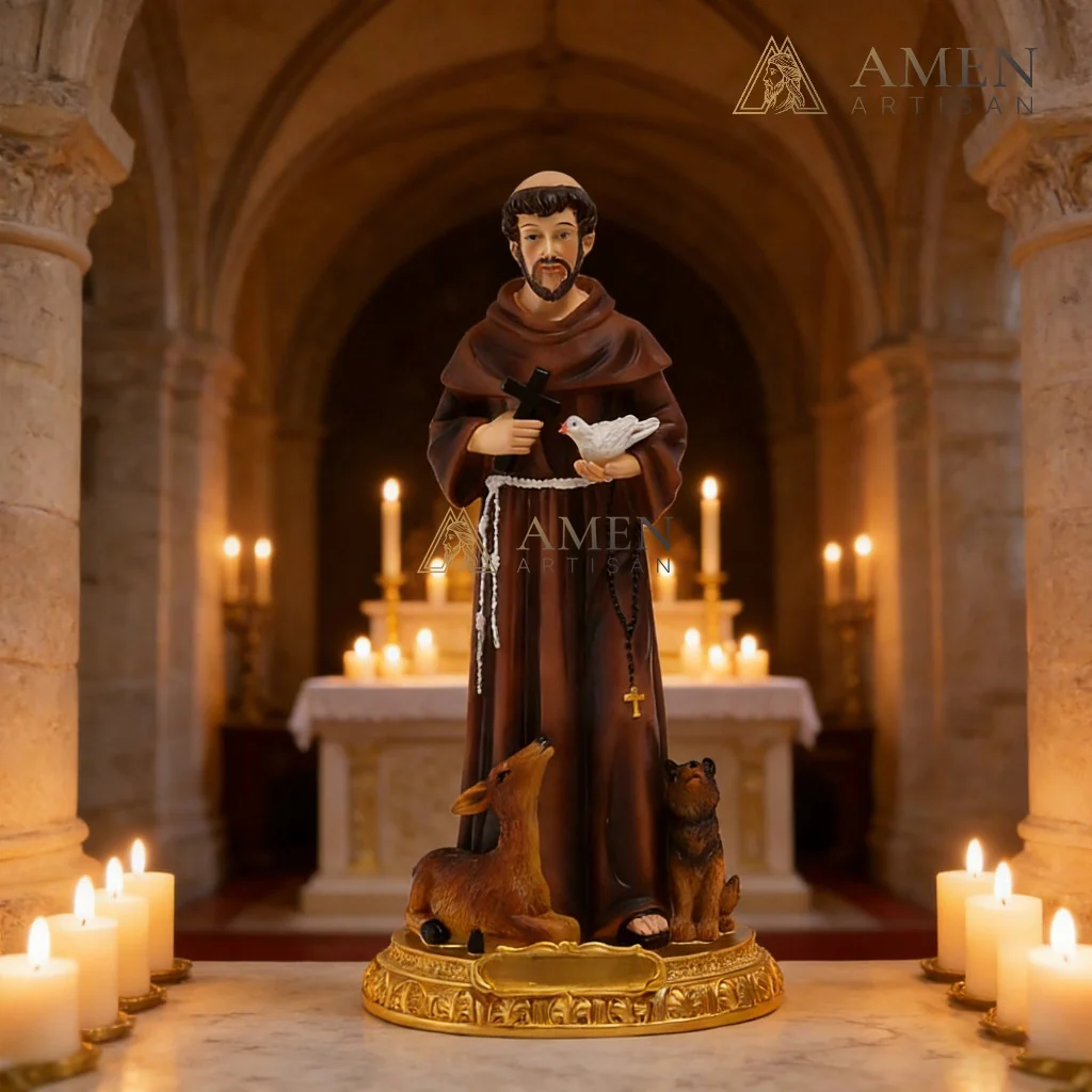 Saint Francis of Assisi Statue Amen Artisan - Image 2
