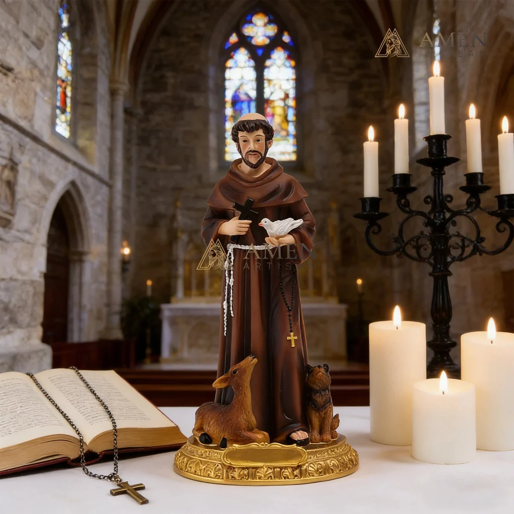 Saint Francis of Assisi Statue Amen Artisan - Image 3