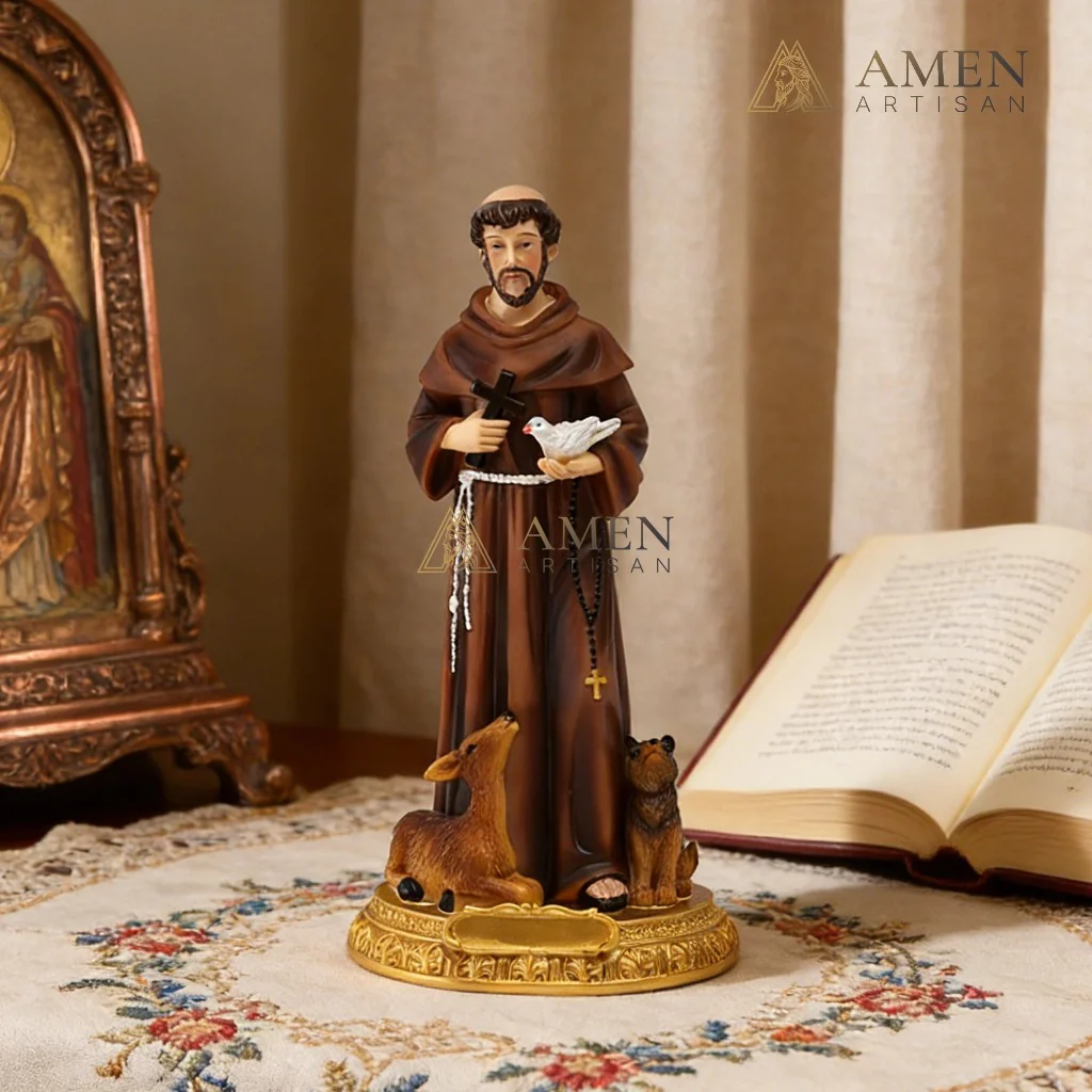 Saint Francis of Assisi Statue Amen Artisan - Image 4