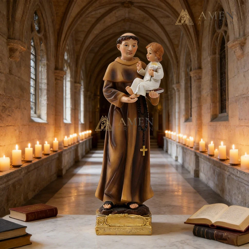 Saint Joseph and Child Statue Amen Artisan - Image 2