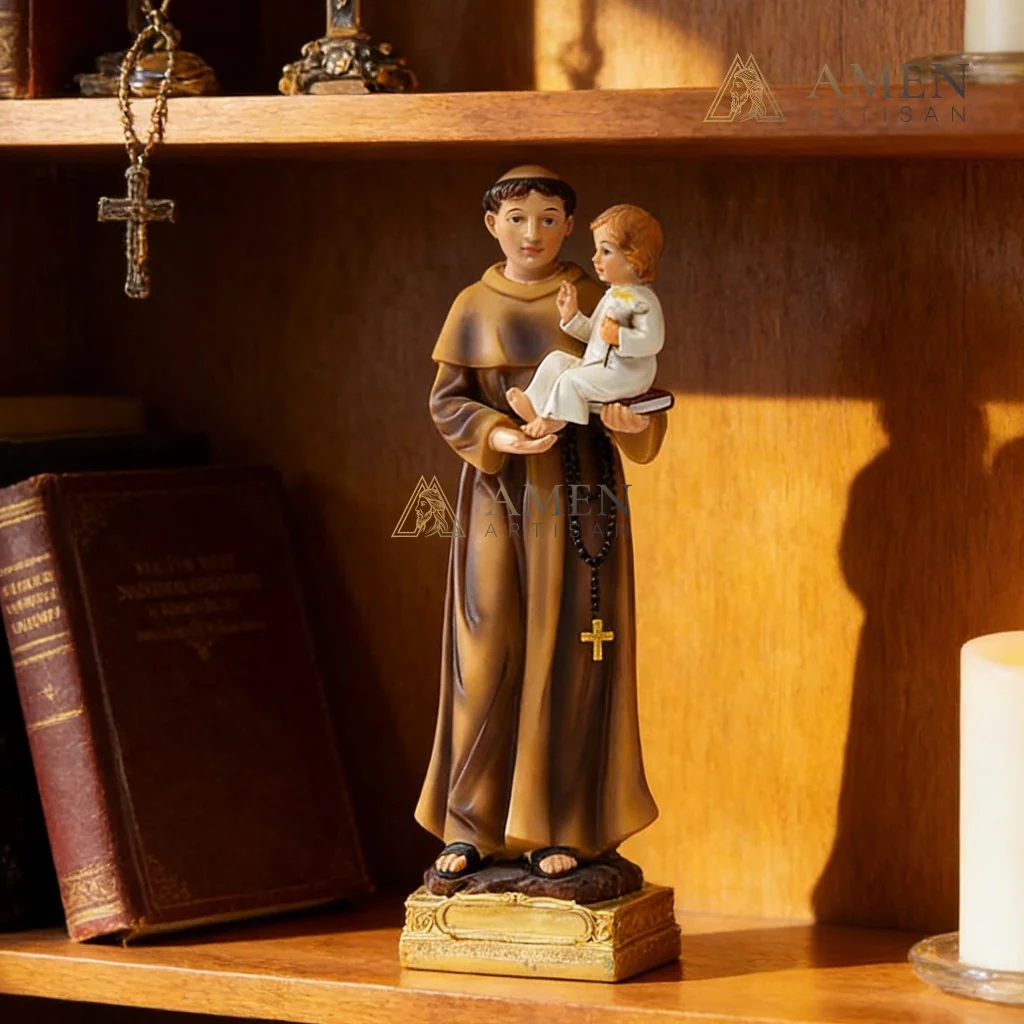 Saint Joseph and Child Statue Amen Artisan - Image 3