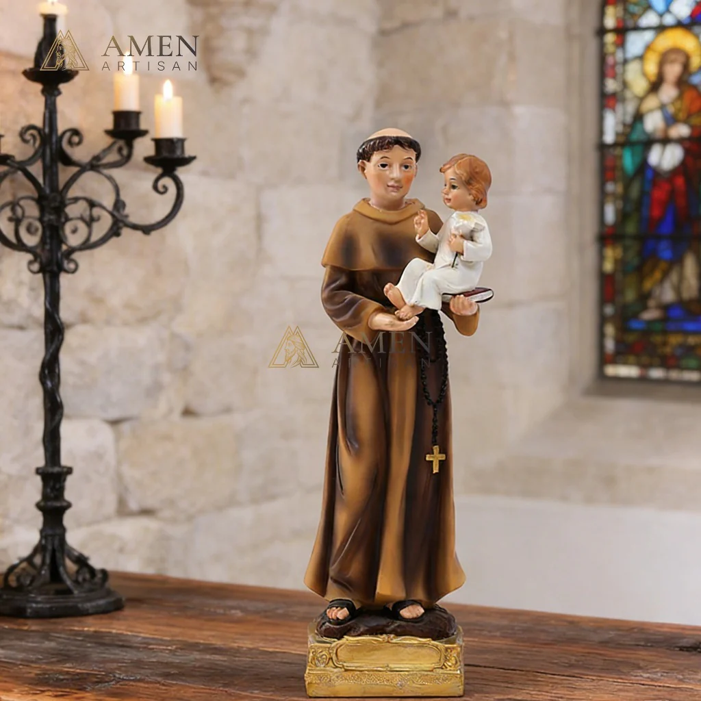 Saint Joseph and Child Statue Amen Artisan - Image 4