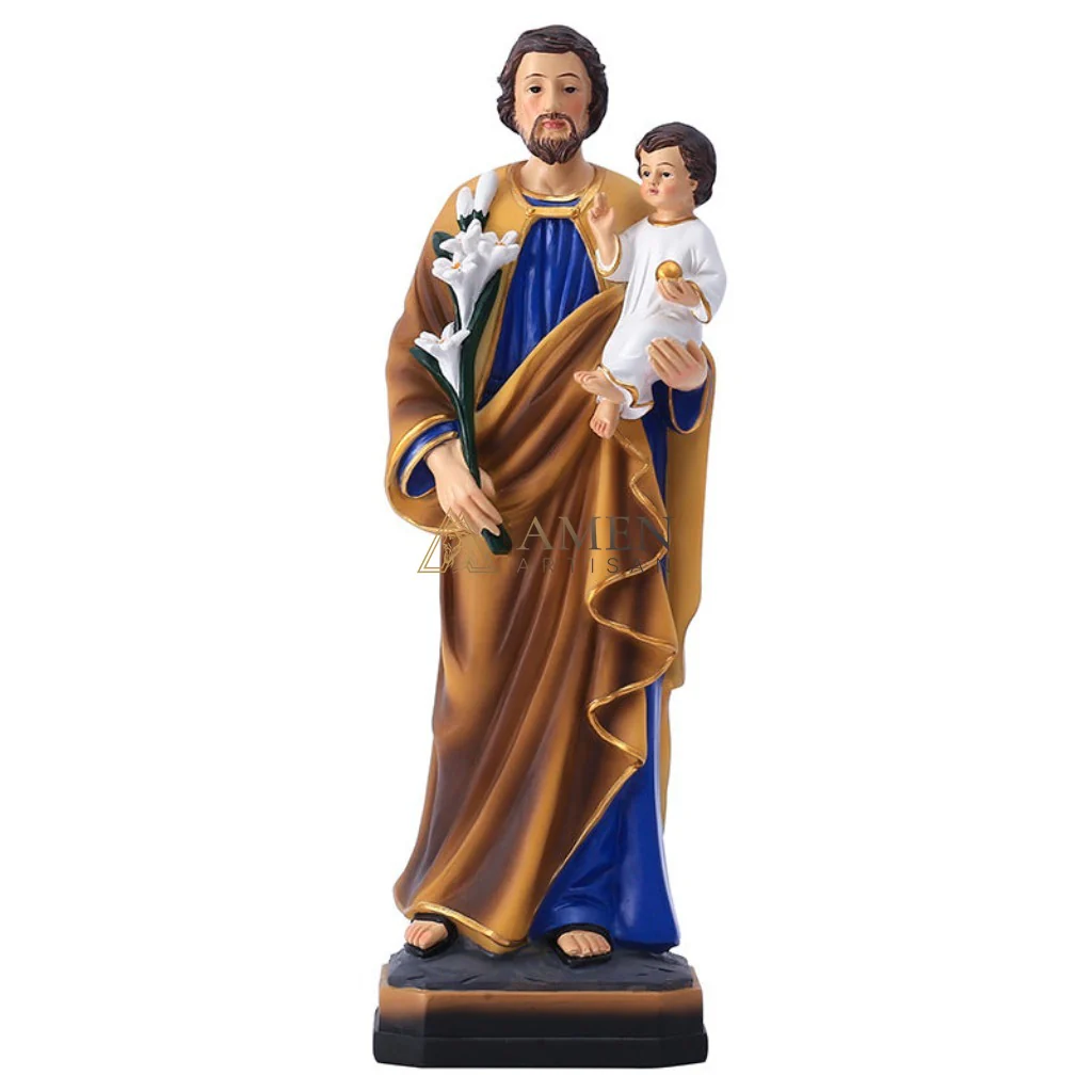 Saint Joseph with The Child Jesus Statue Amen Artisan - Image 5