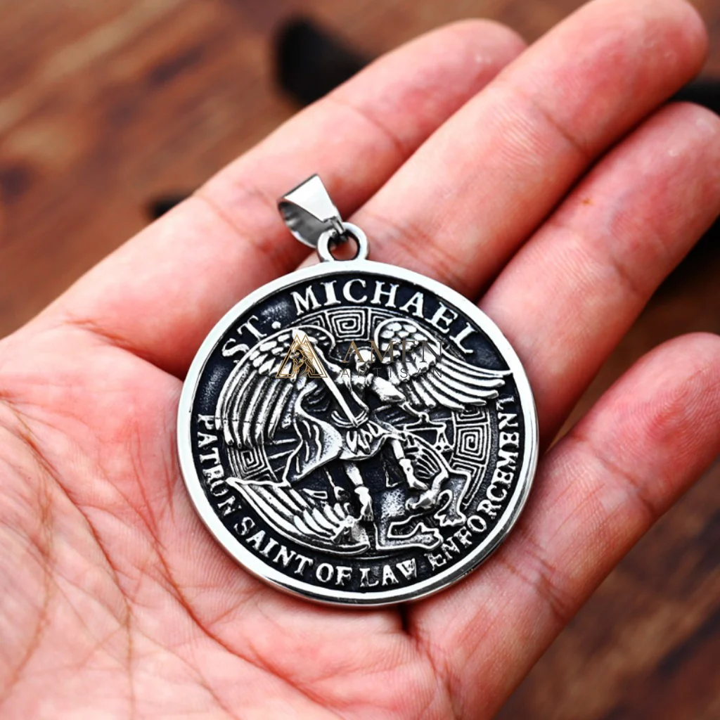 Saint Michael the Archangel Pendant Necklace Amen Artisan - Image 3