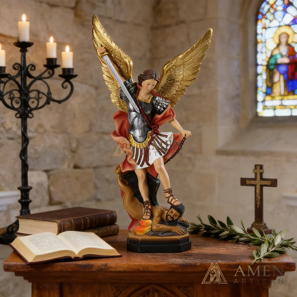 Saint Michael The Archangel Statue Amen Artisan - Image 3