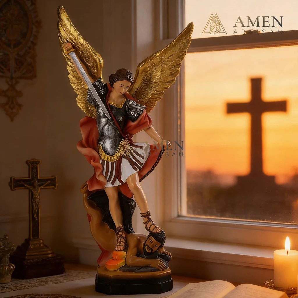 Saint Michael The Archangel Statue Amen Artisan - Image 4