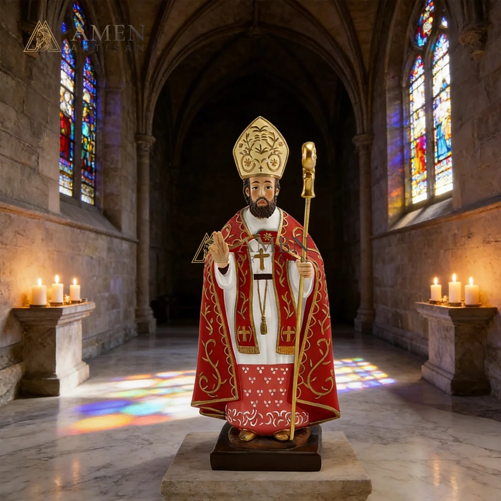 Saint Nicholas Bishop Statue Amen Artisan - Image 2
