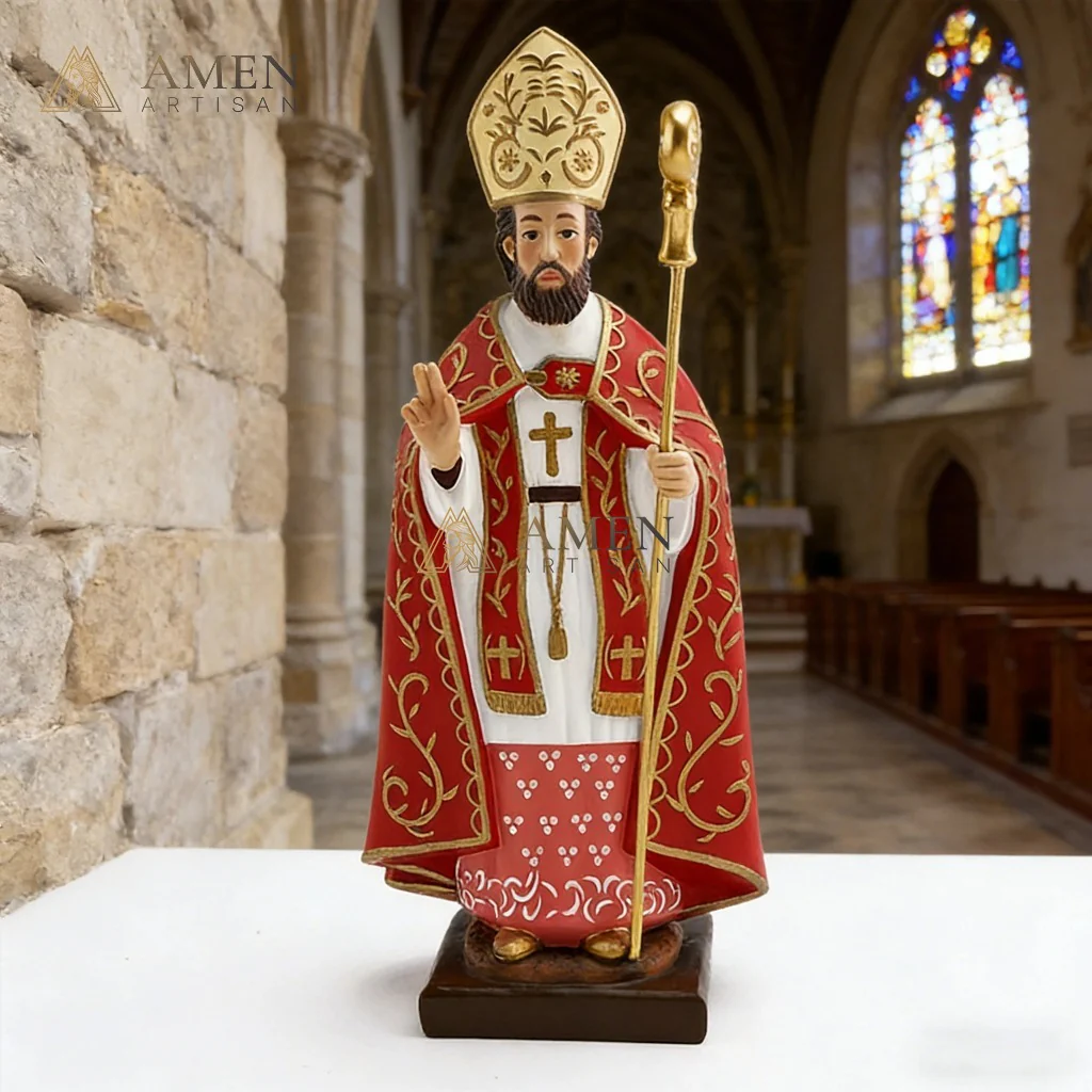 Saint Nicholas Bishop Statue Amen Artisan - Image 3
