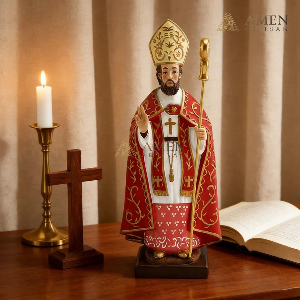 Saint Nicholas Bishop Statue Amen Artisan - Image 4