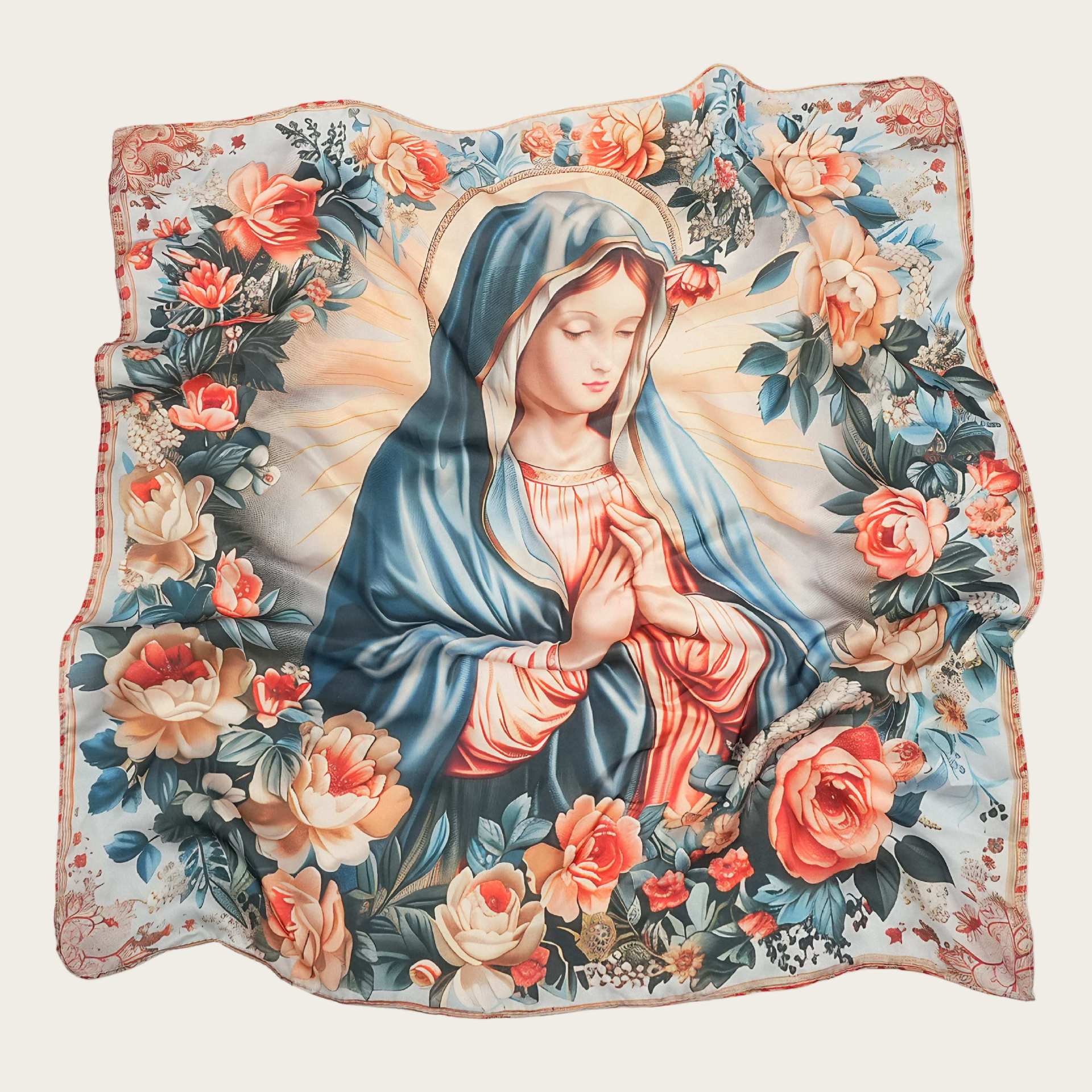 Silk Scarf with An Image of The Virgin Mary Amen Artisan - Image 10
