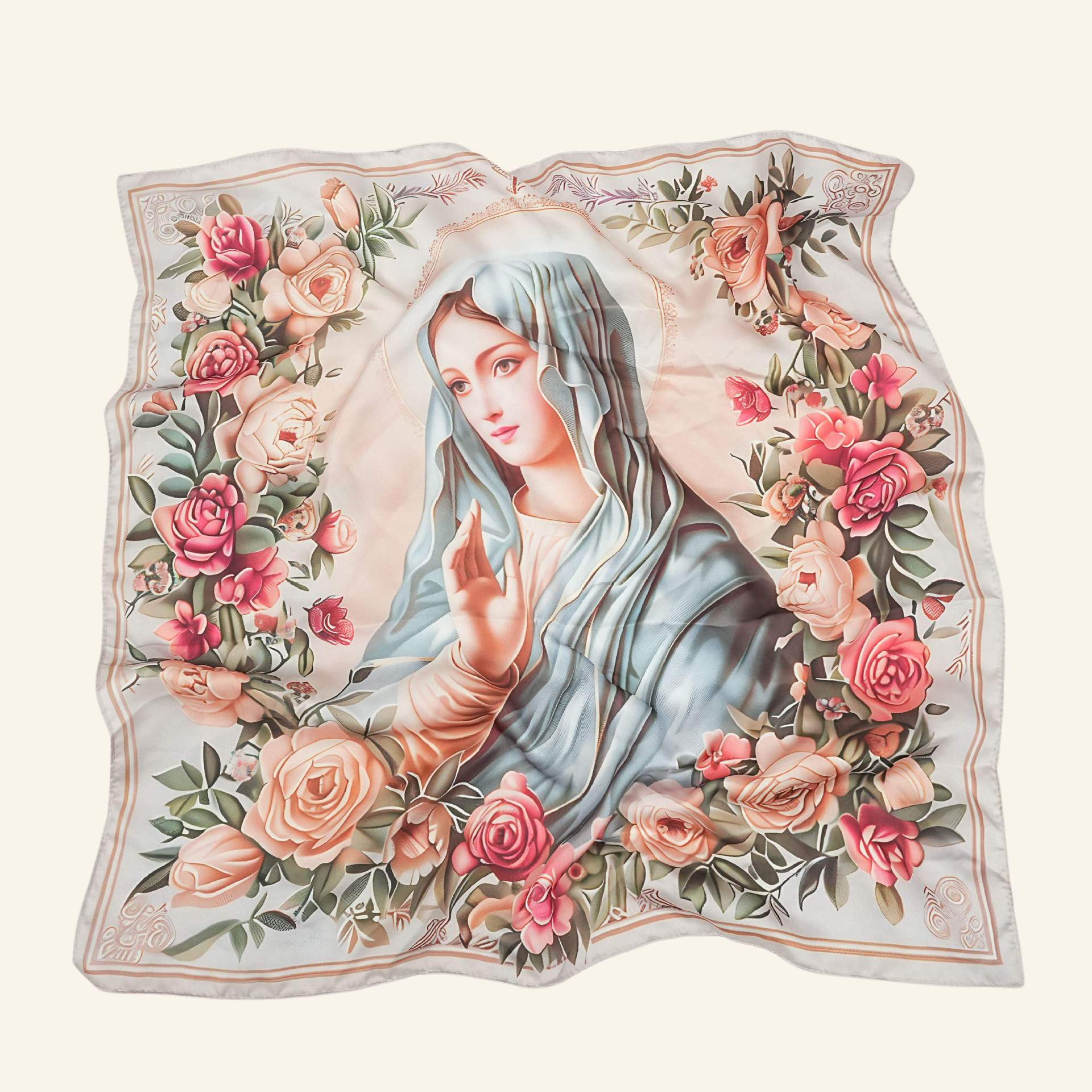 Silk Scarf with An Image of The Virgin Mary Amen Artisan - Image 11