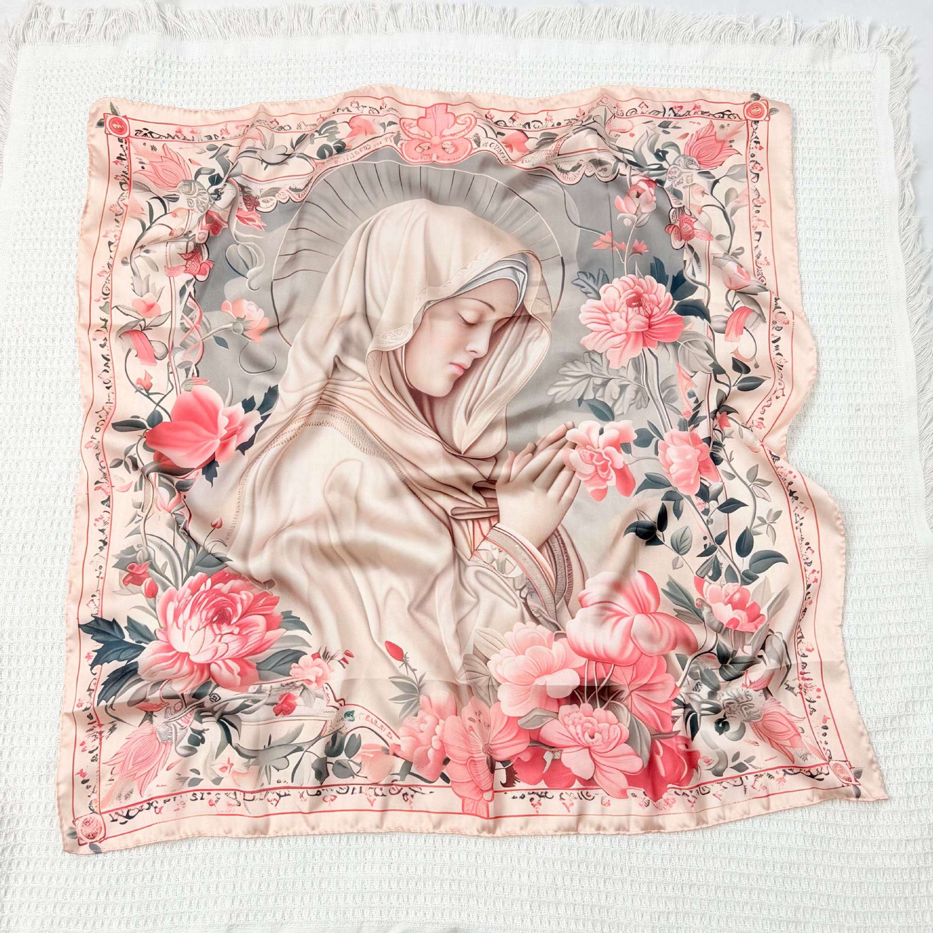 Silk Scarf with An Image of The Virgin Mary Amen Artisan - Image 12